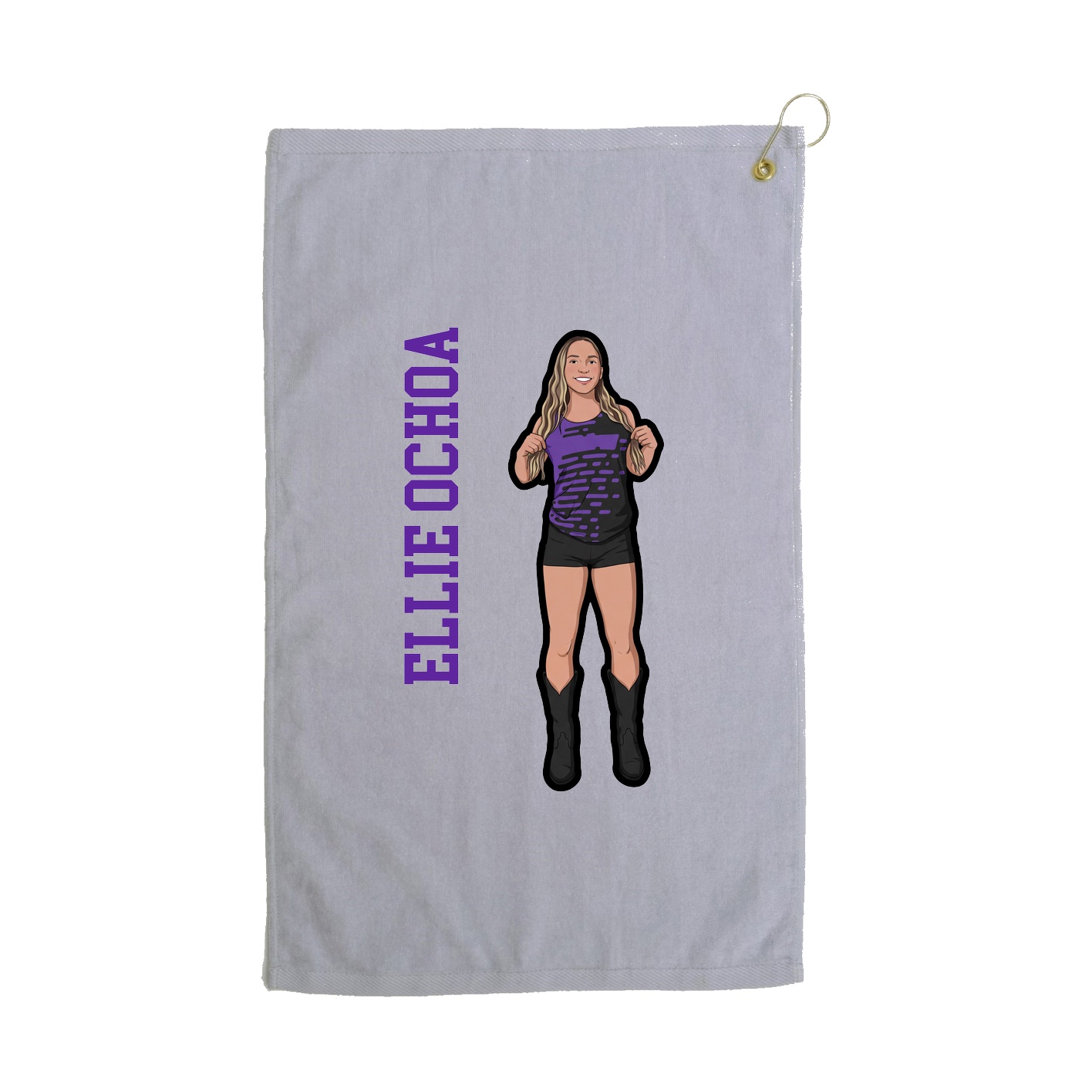 Golf Towel — Name Vertical in Grey