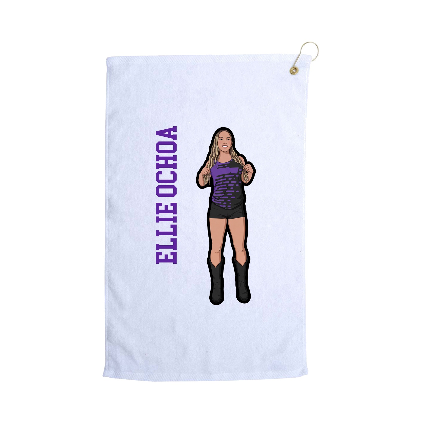 Golf Towel — Name Vertical in White
