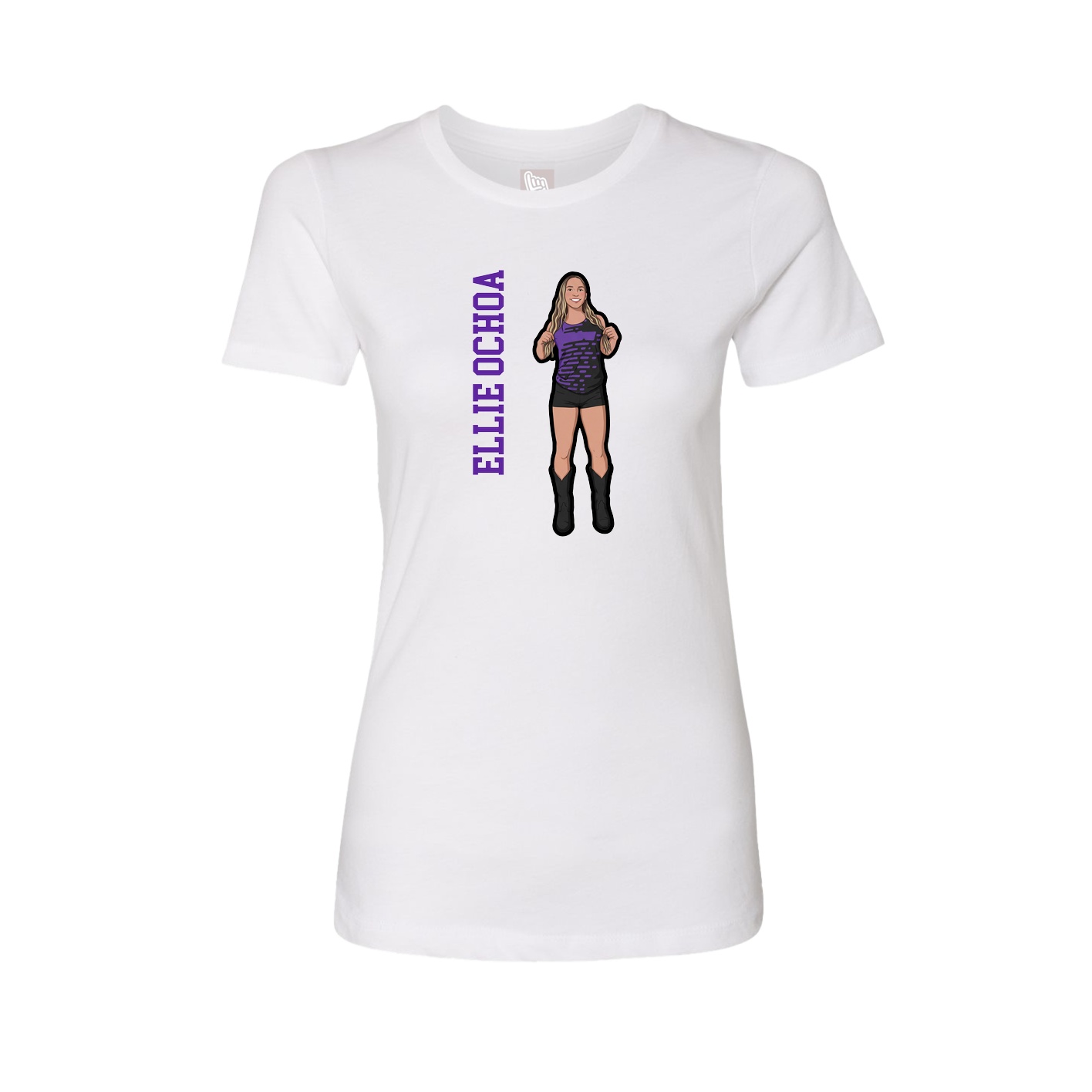 Fitted Women's Tee — Name Vertical in White