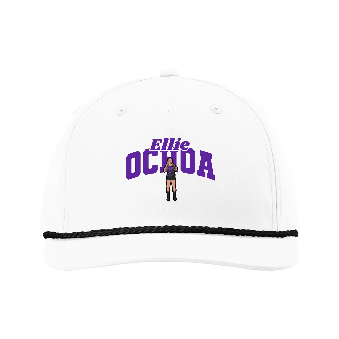 Five-Panel Classic Rope Cap — Signature Arch in White