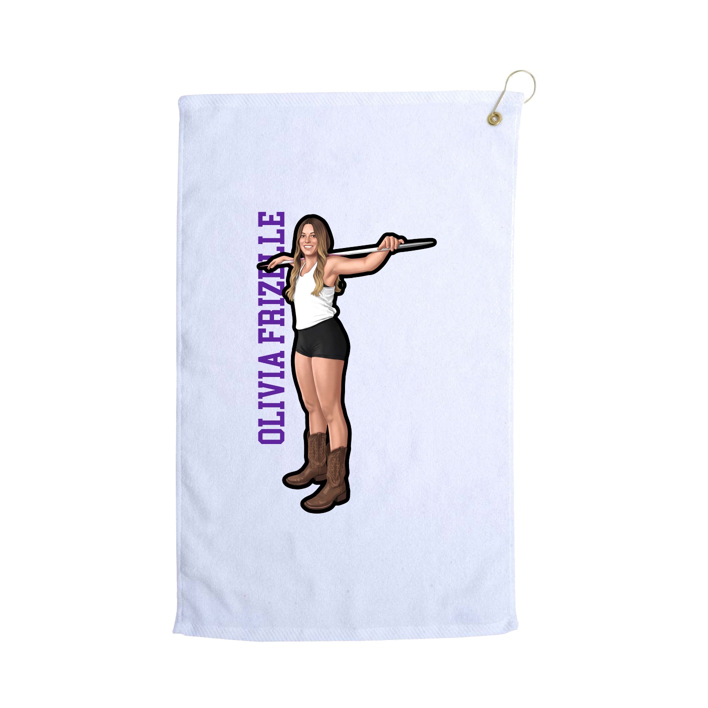Golf Towel — Name Vertical in White