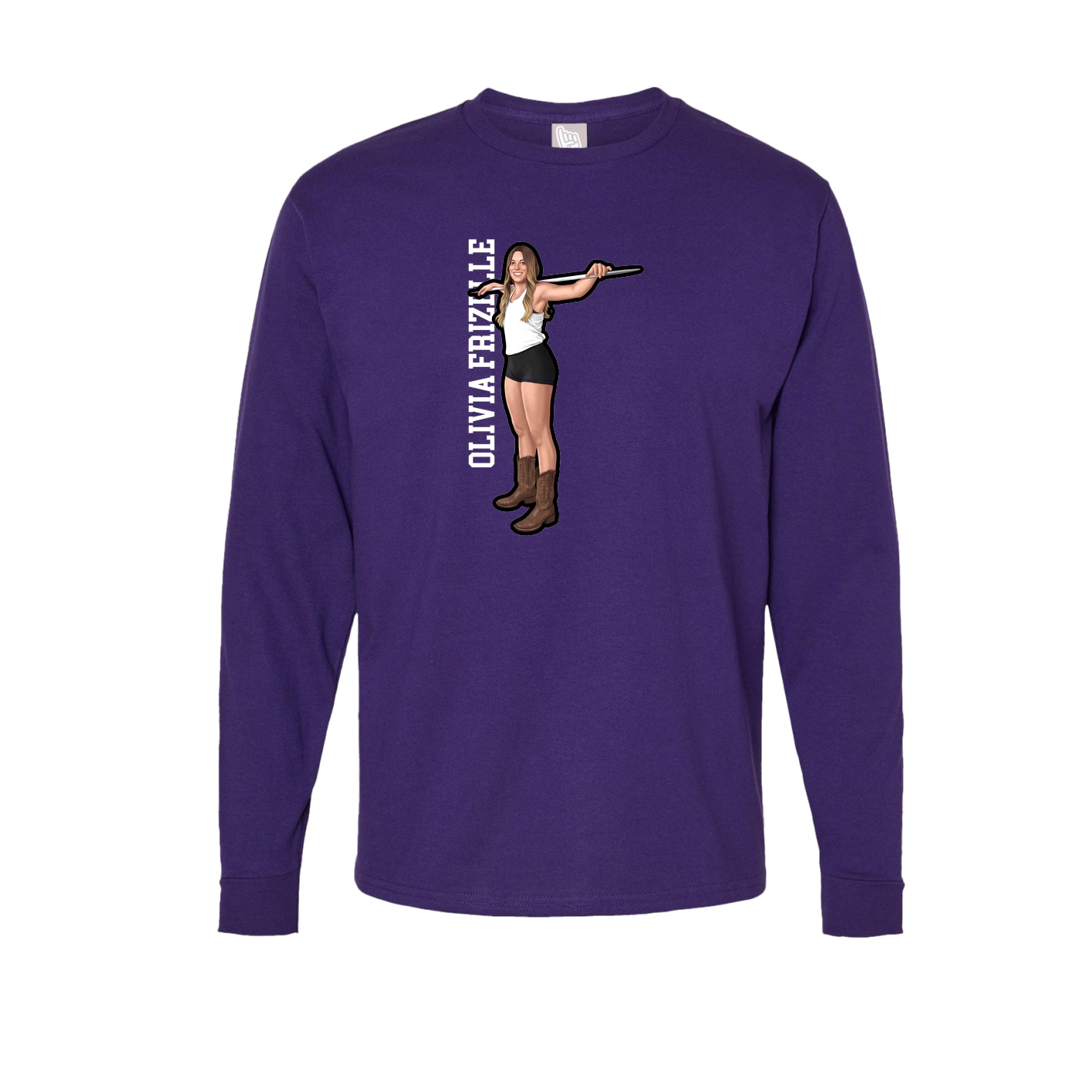 Long Sleeve Tee — Name Vertical in Purple