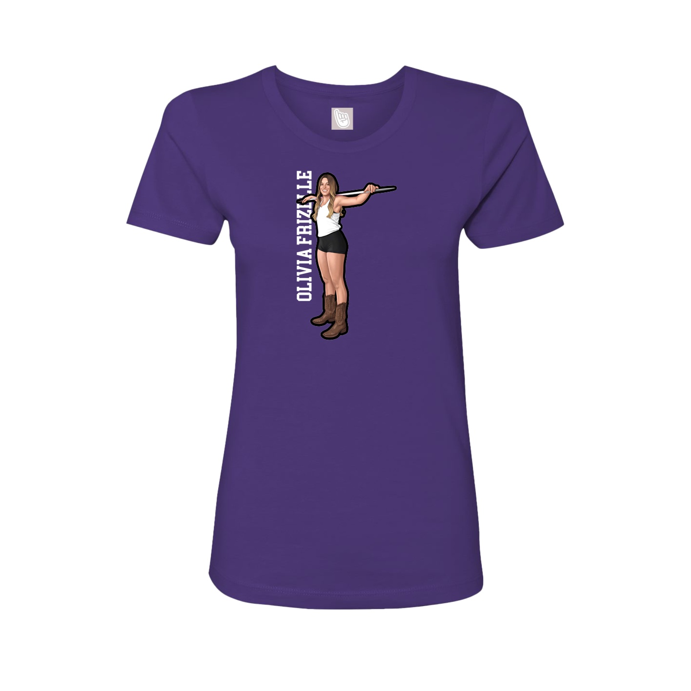 Fitted Women's Tee — Name Vertical in Purple