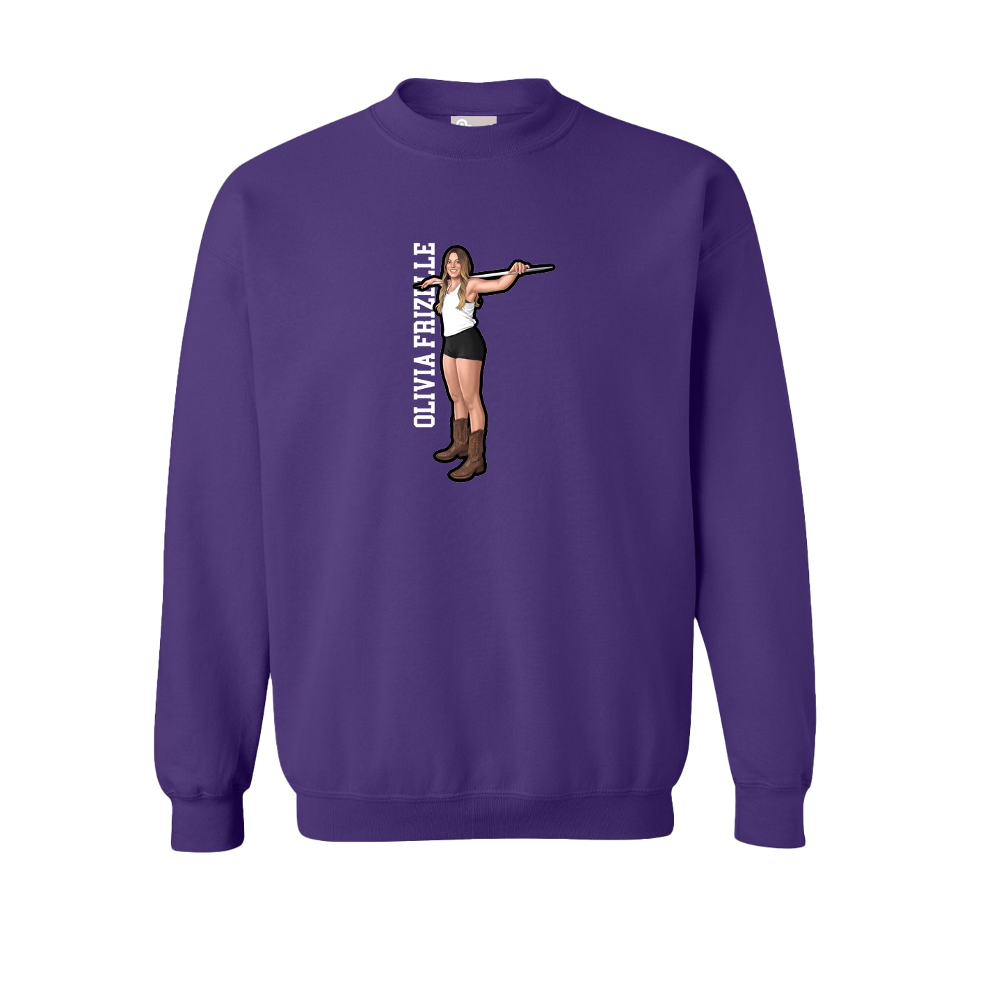 Fleece Crew — Name Vertical in Purple