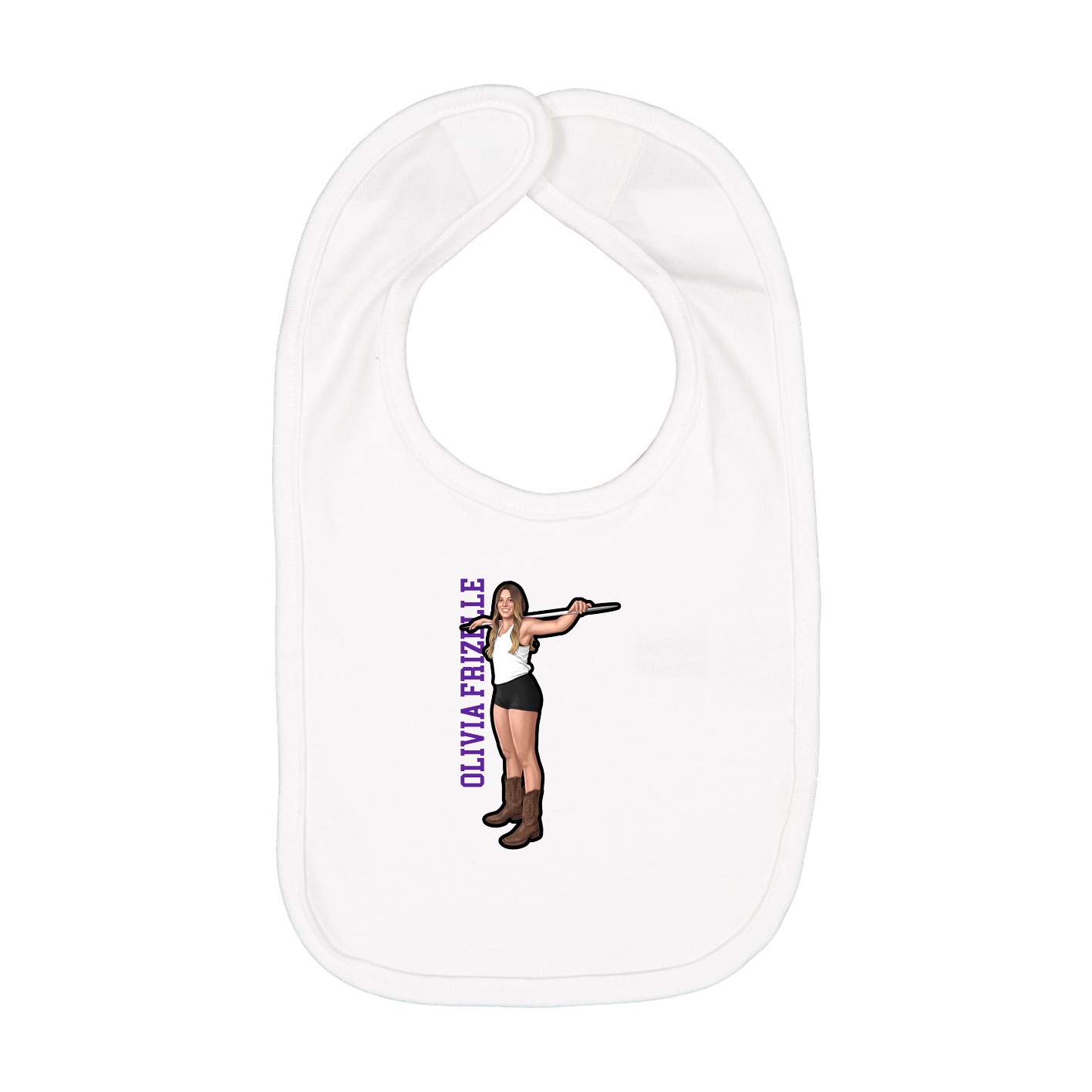 Infant Bib — Name Vertical in White