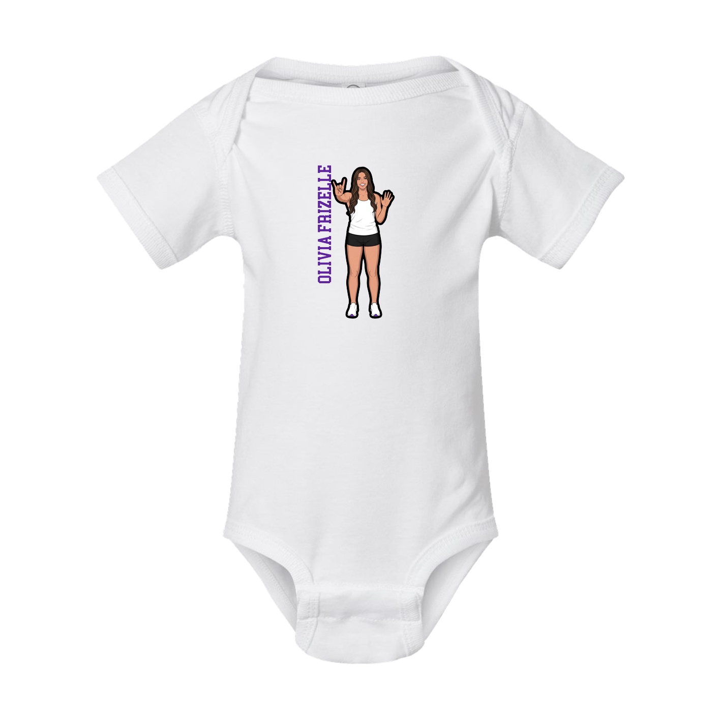 Baby Onesie — Name Vertical in White