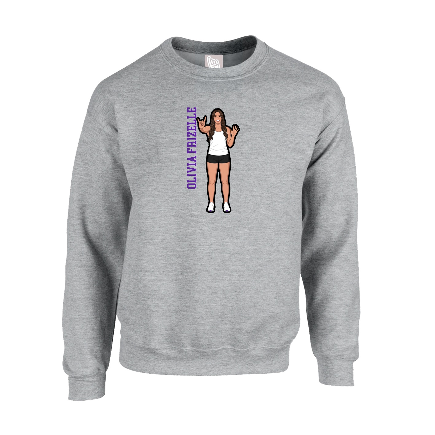 Fleece Crew — Name Vertical in Grey