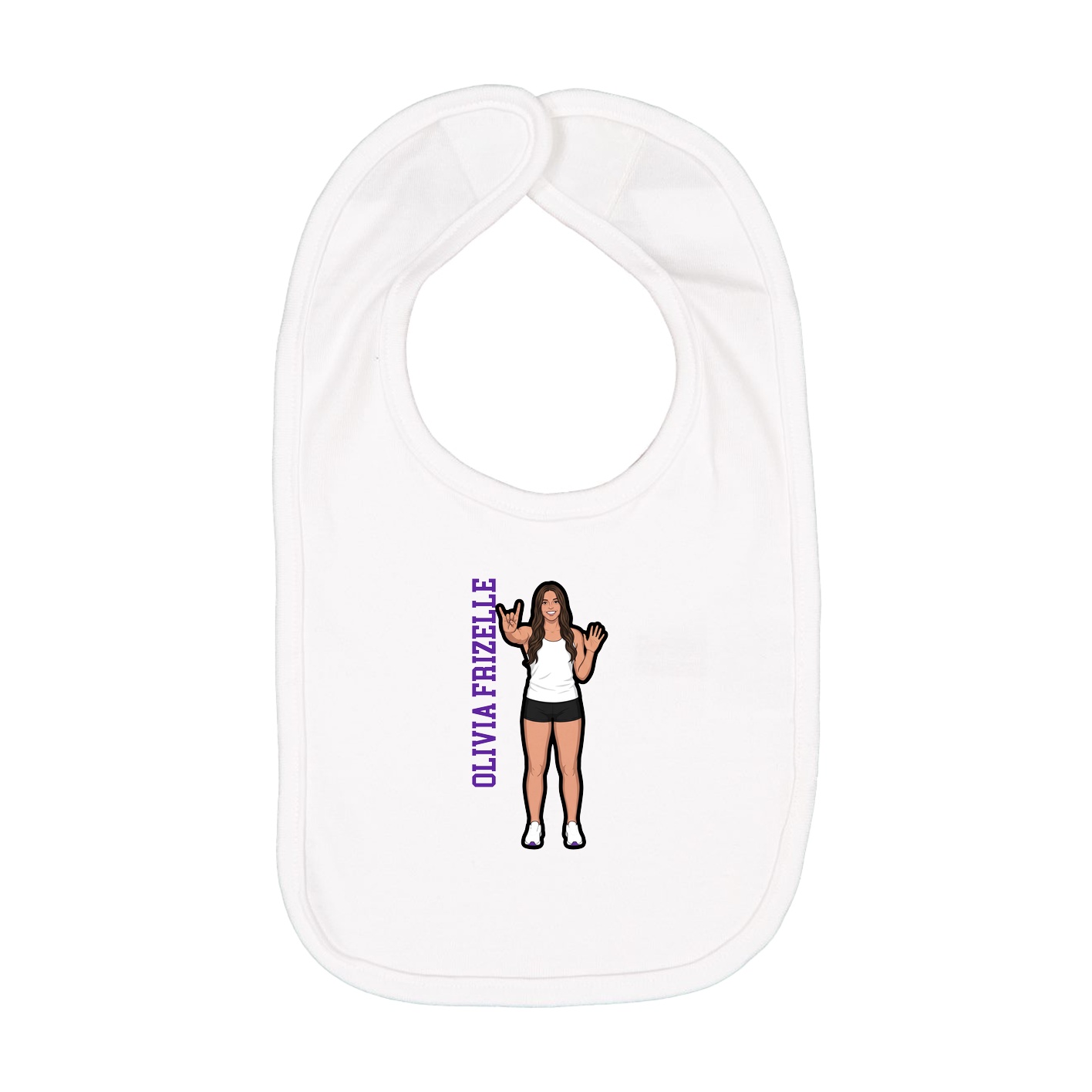 Infant Bib — Name Vertical in White