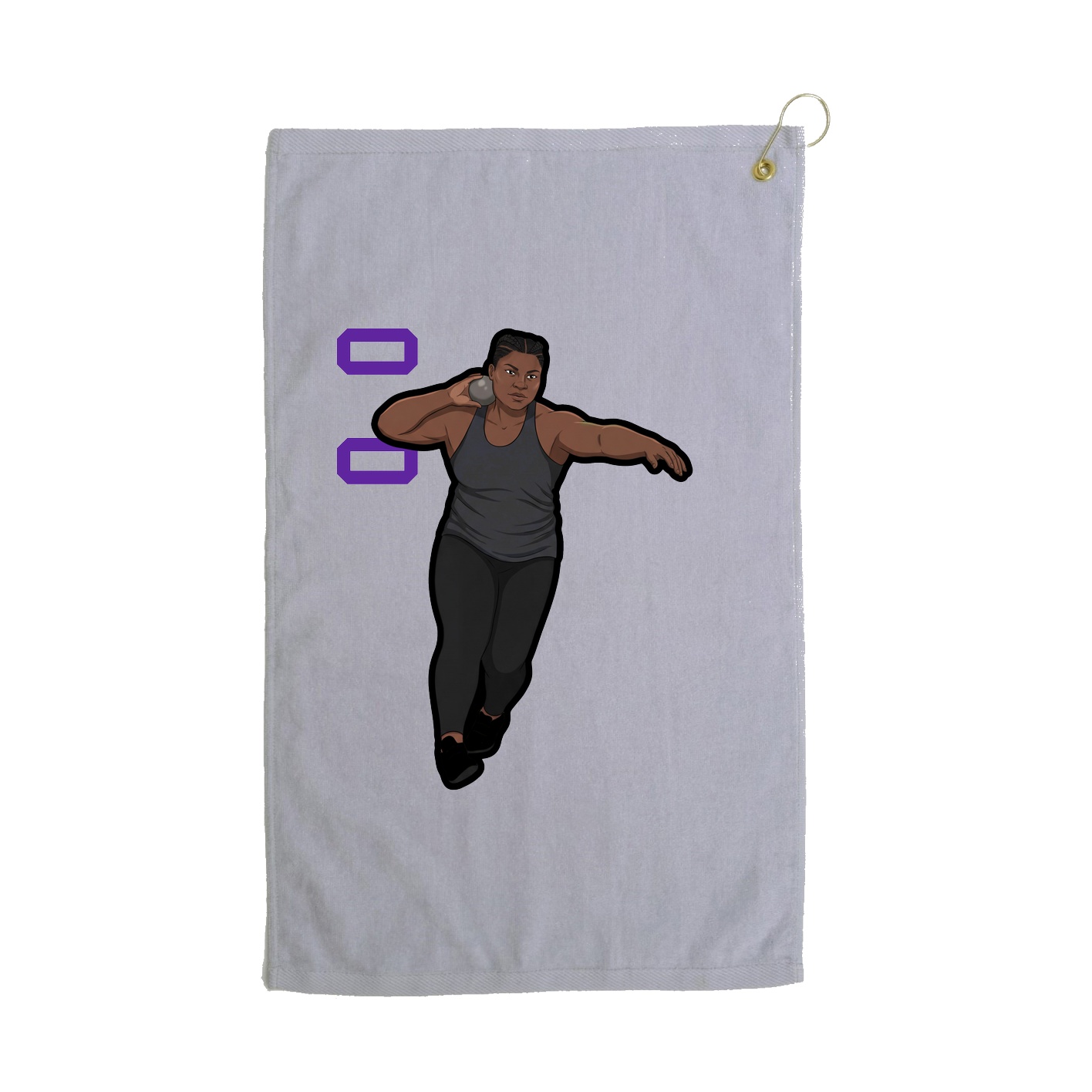 Golf Towel — Name Vertical in Grey
