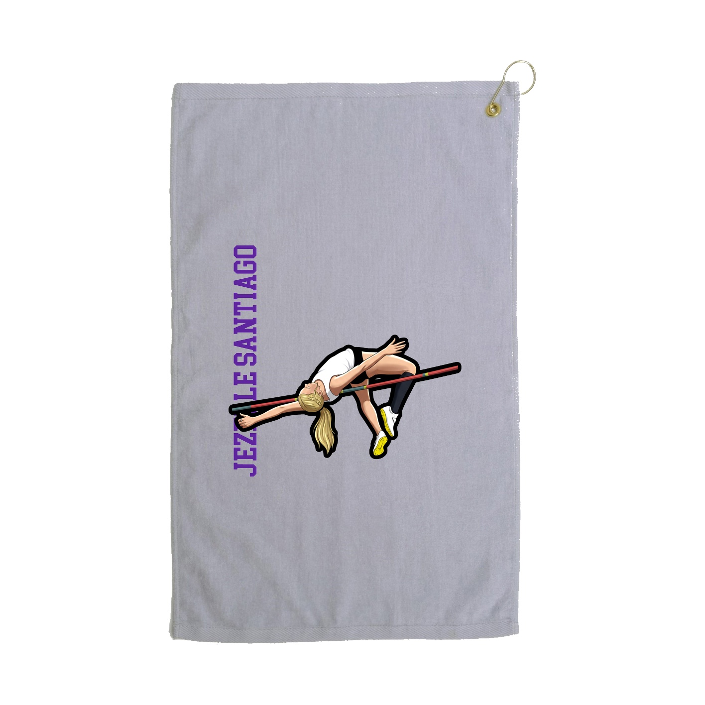 Golf Towel — Name Vertical in Grey