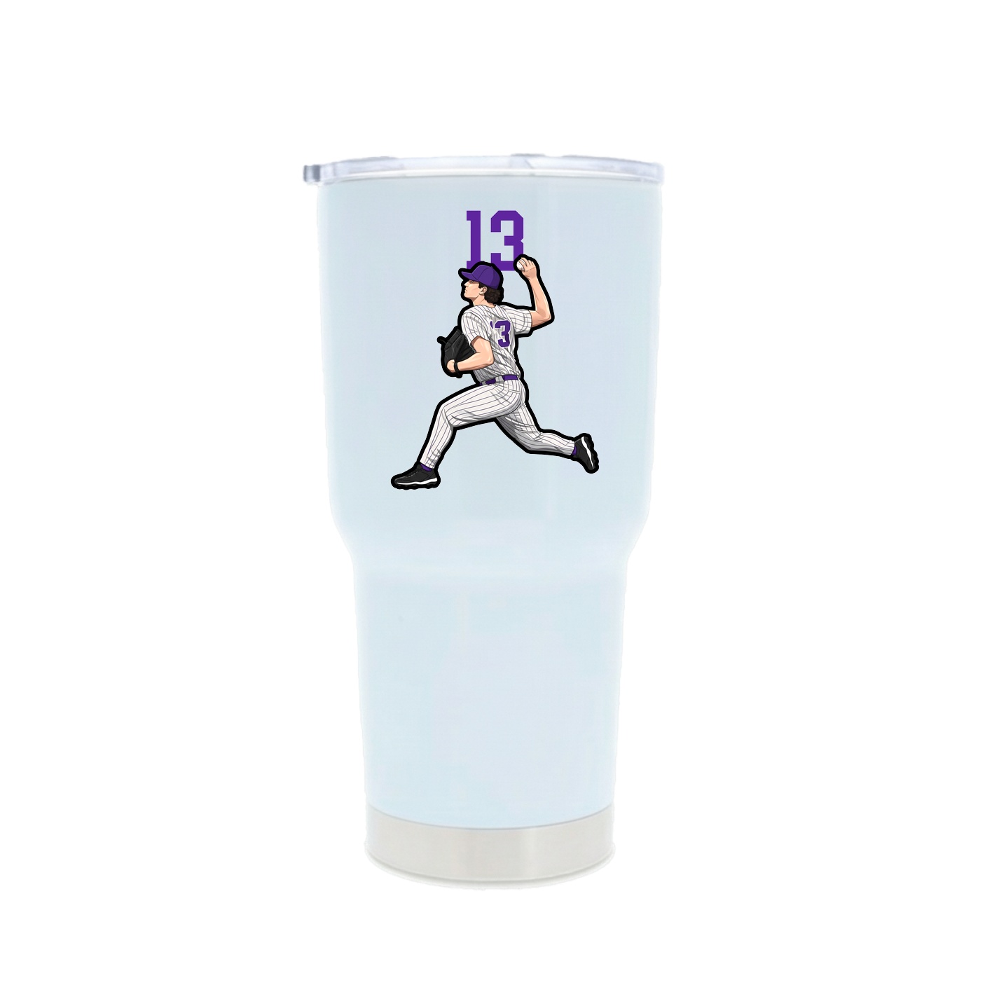 30oz Stainless Steel Tumbler — Number Top in White