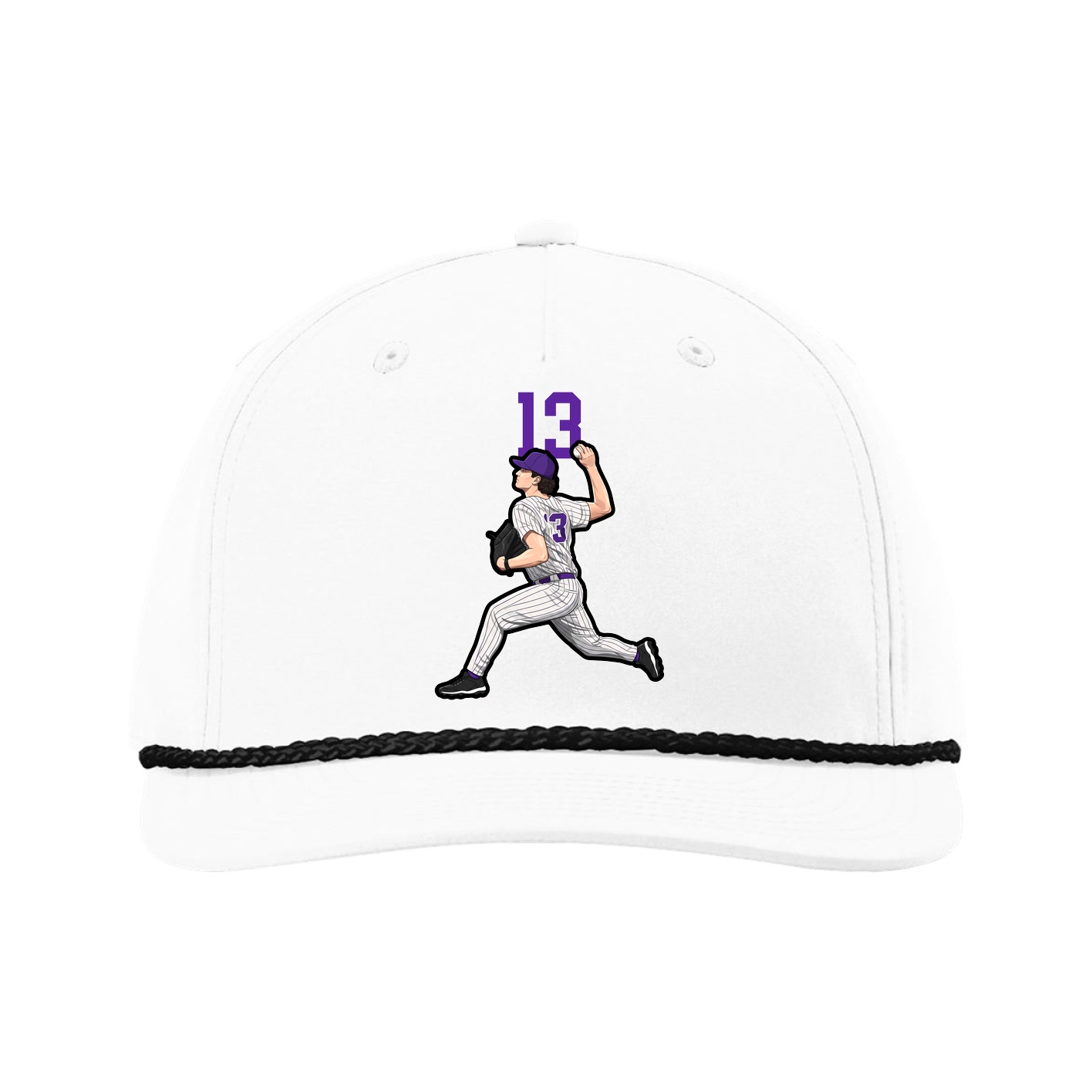Five-Panel Classic Rope Cap — Number Top in White