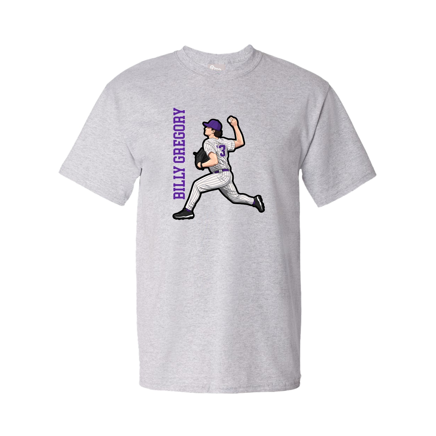 Youth Tee — Name Vertical in Grey