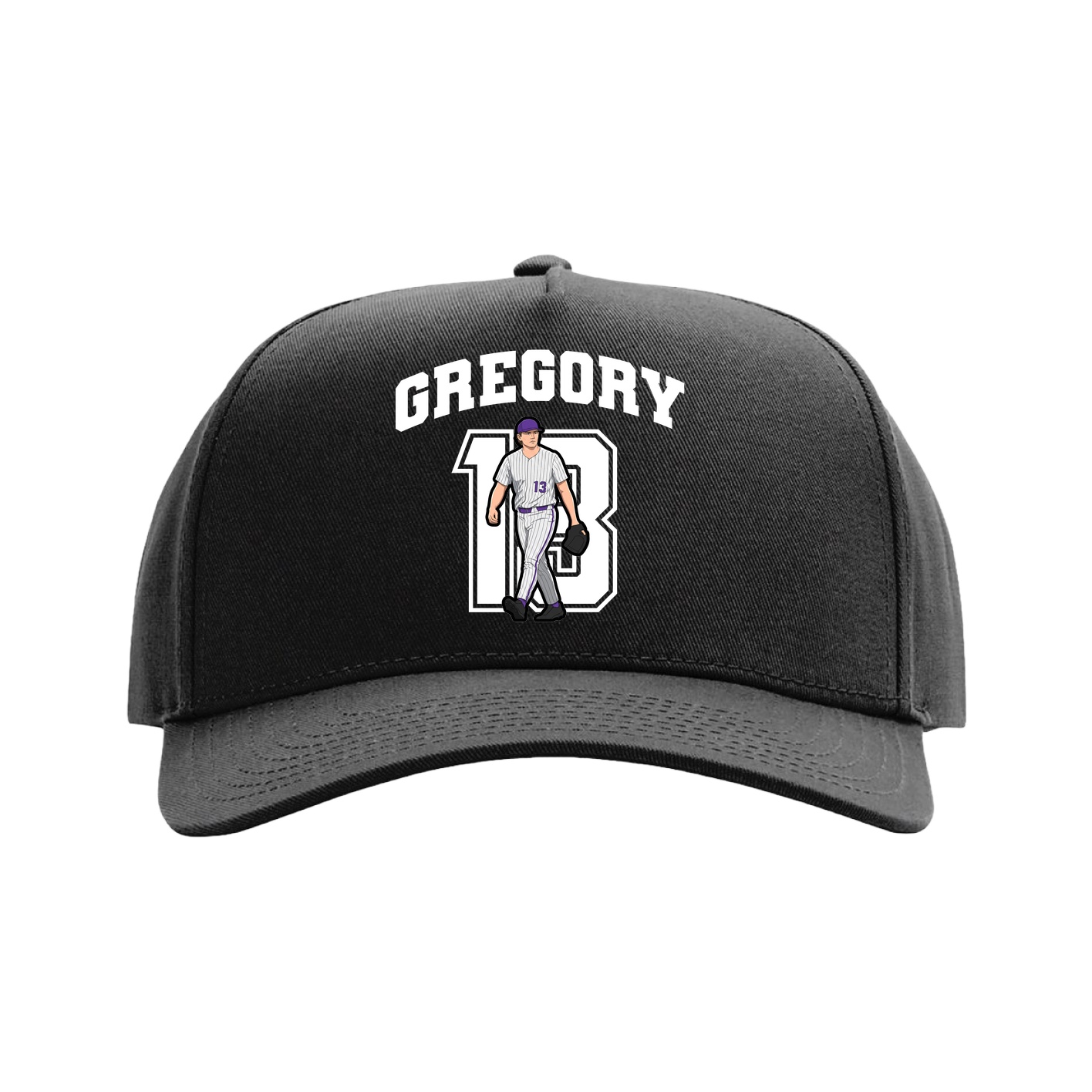 Full Fabric Five-Panel Champ Cap — Number in Black