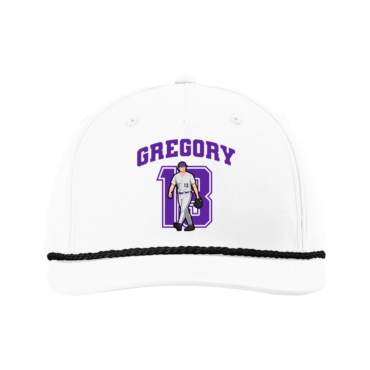 Five-Panel Classic Rope Cap — Number in White
