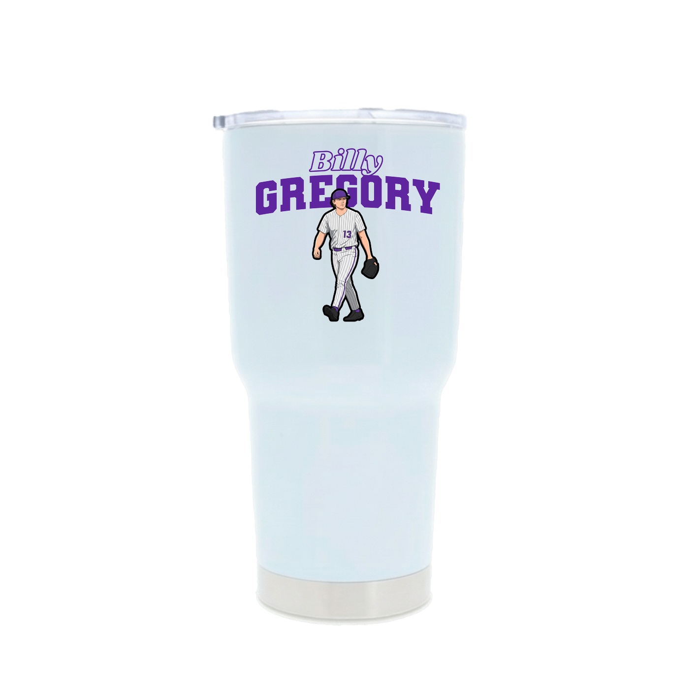 30oz Stainless Steel Tumbler — Name Arch in White