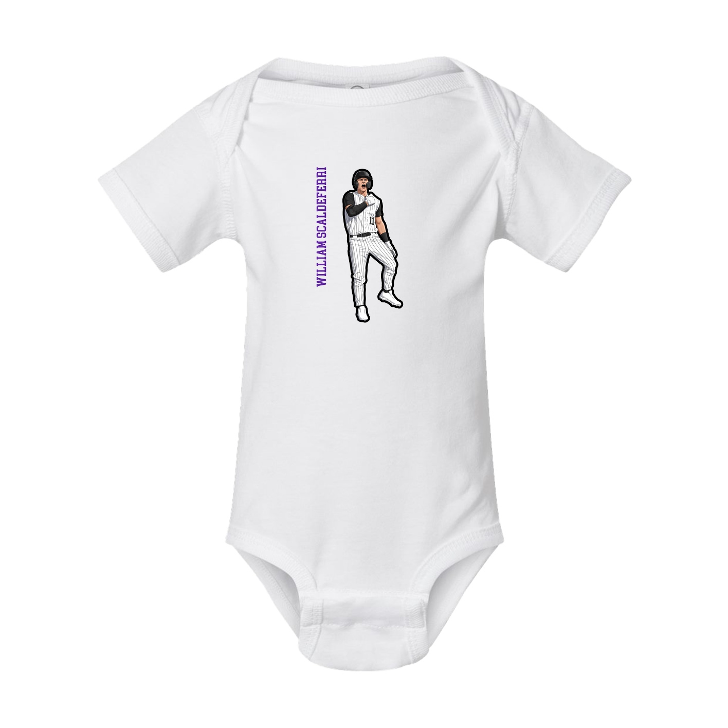 Baby Onesie — Name Vertical in White