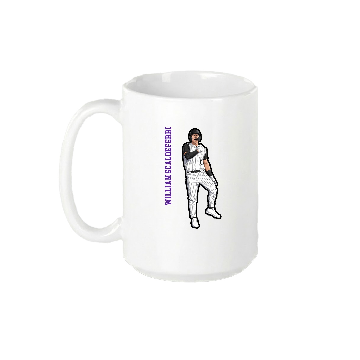 15oz Coffee Mug — Name Vertical in White