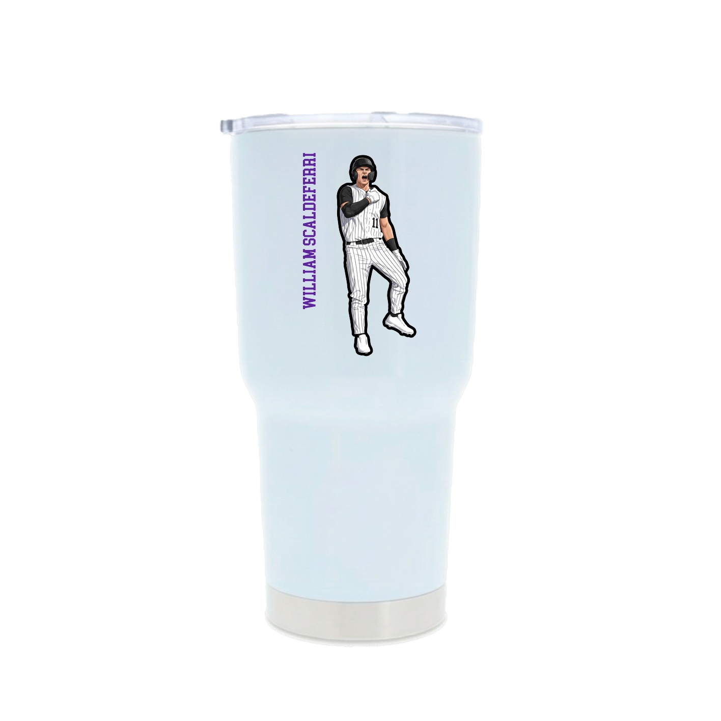 30oz Stainless Steel Tumbler — Name Vertical in White