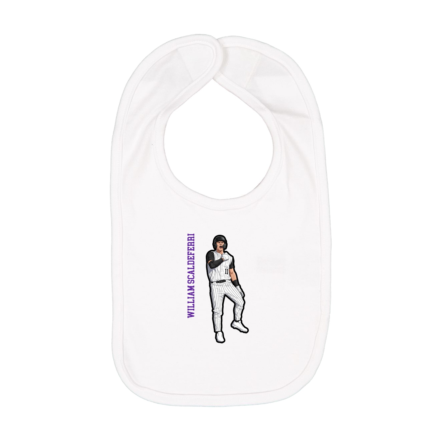 Infant Bib — Name Vertical in White