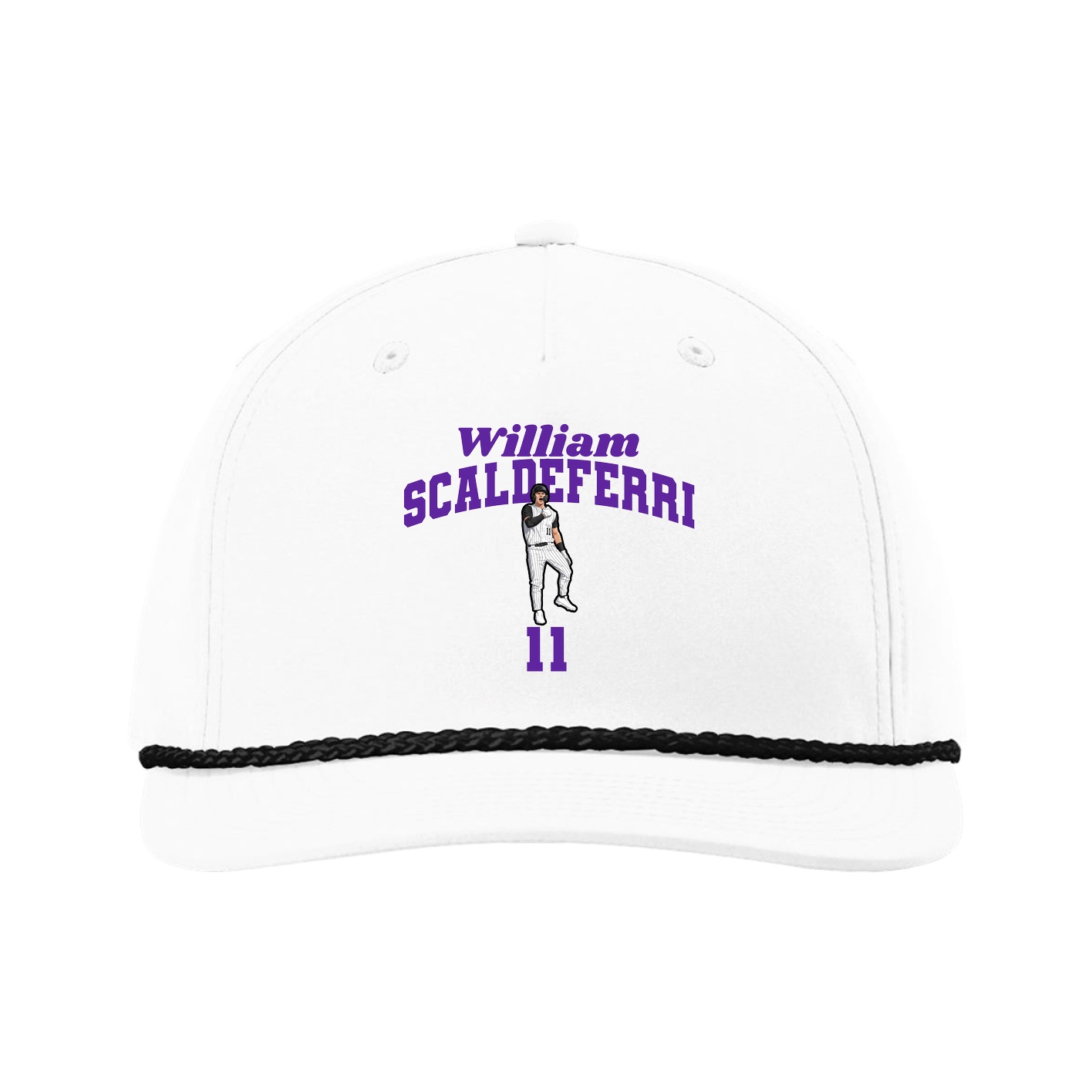 Five-Panel Classic Rope Cap — Signature Arch in White