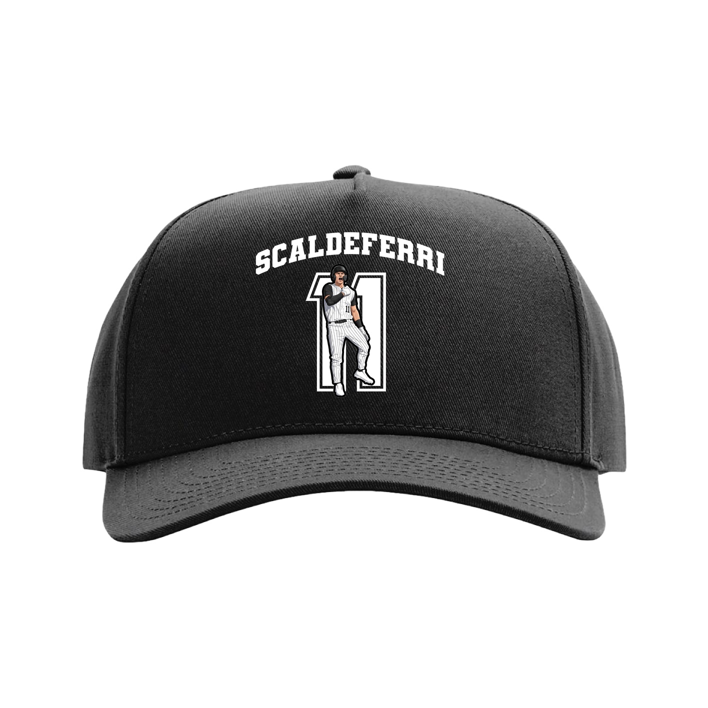 Full Fabric Five-Panel Champ Cap — Number in Black