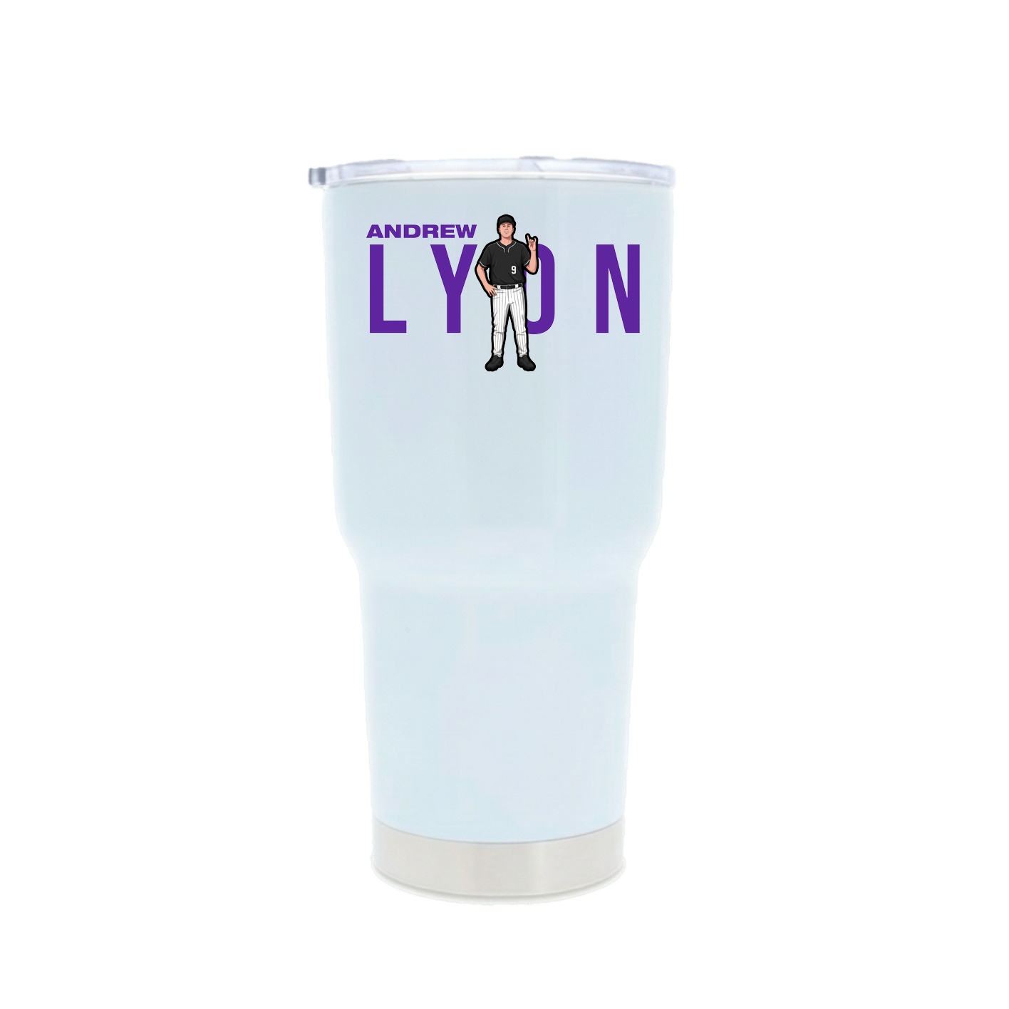 30oz Stainless Steel Tumbler — Player Name in White