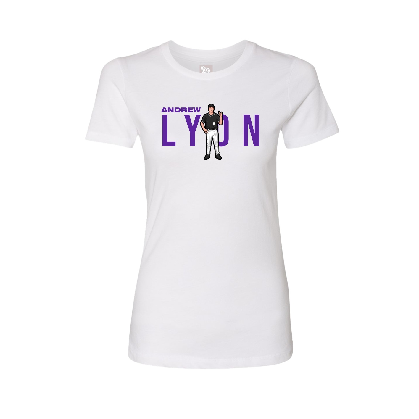 Fitted Women's Tee — Player Name in White