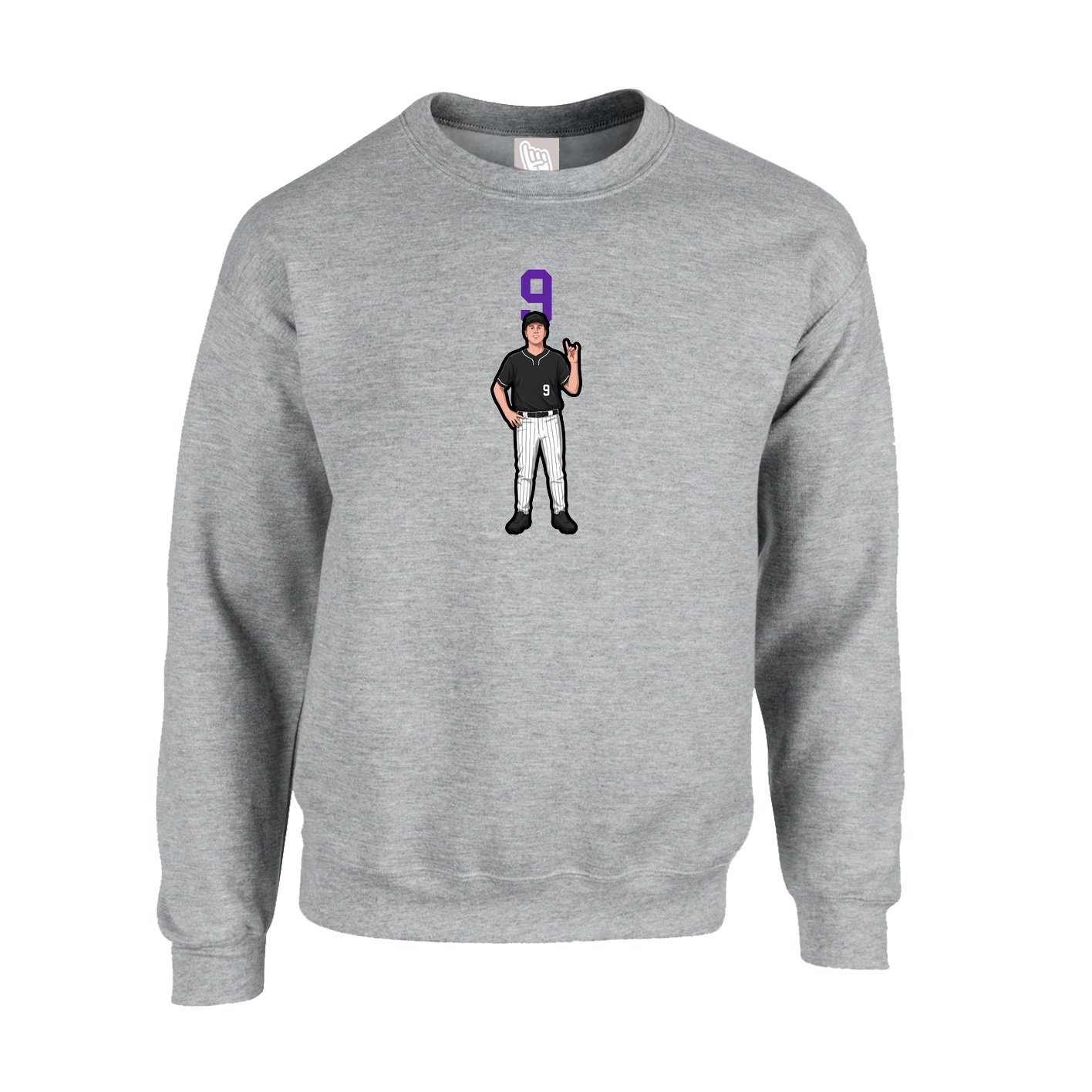 Fleece Crew — Number Top in Grey