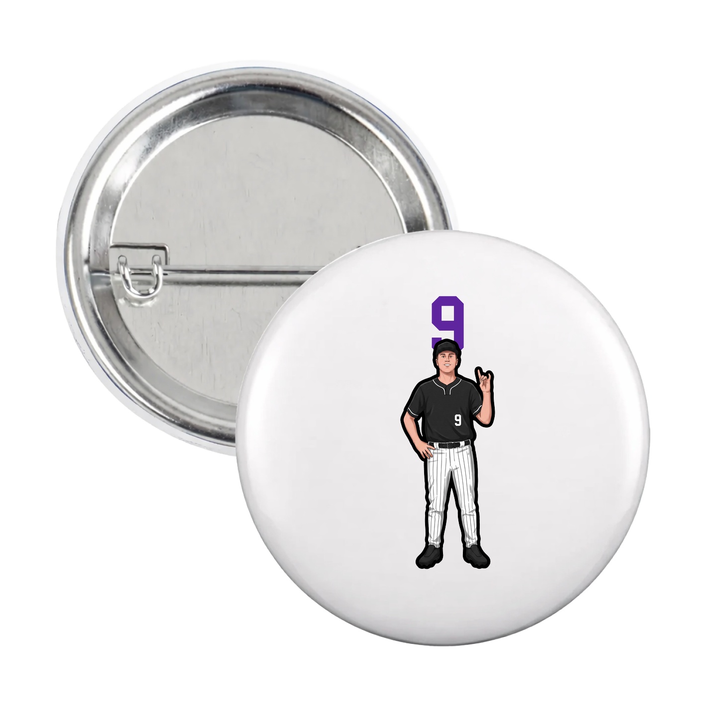 Game Day Button — Number Top in White