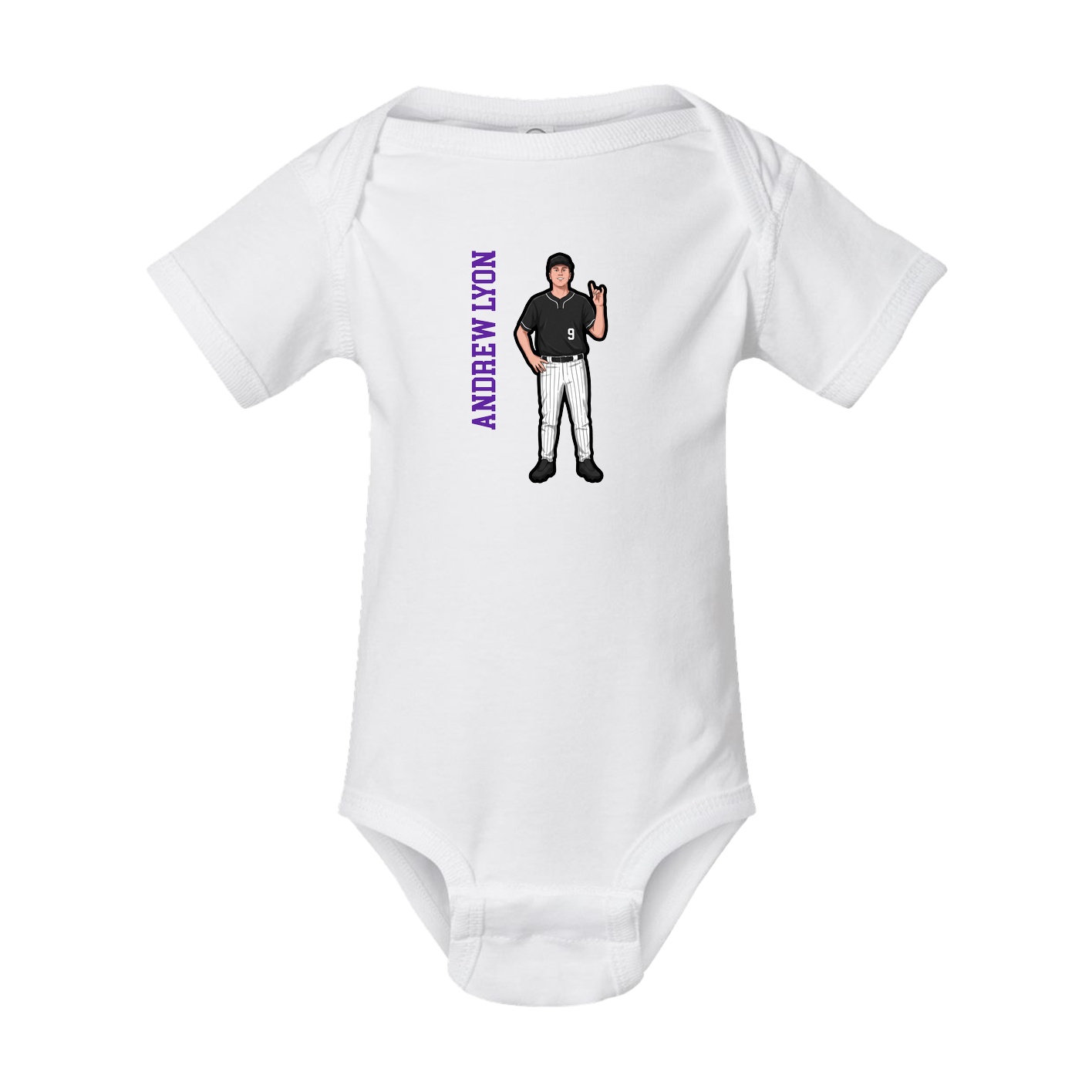 Baby Onesie — Name Vertical in White