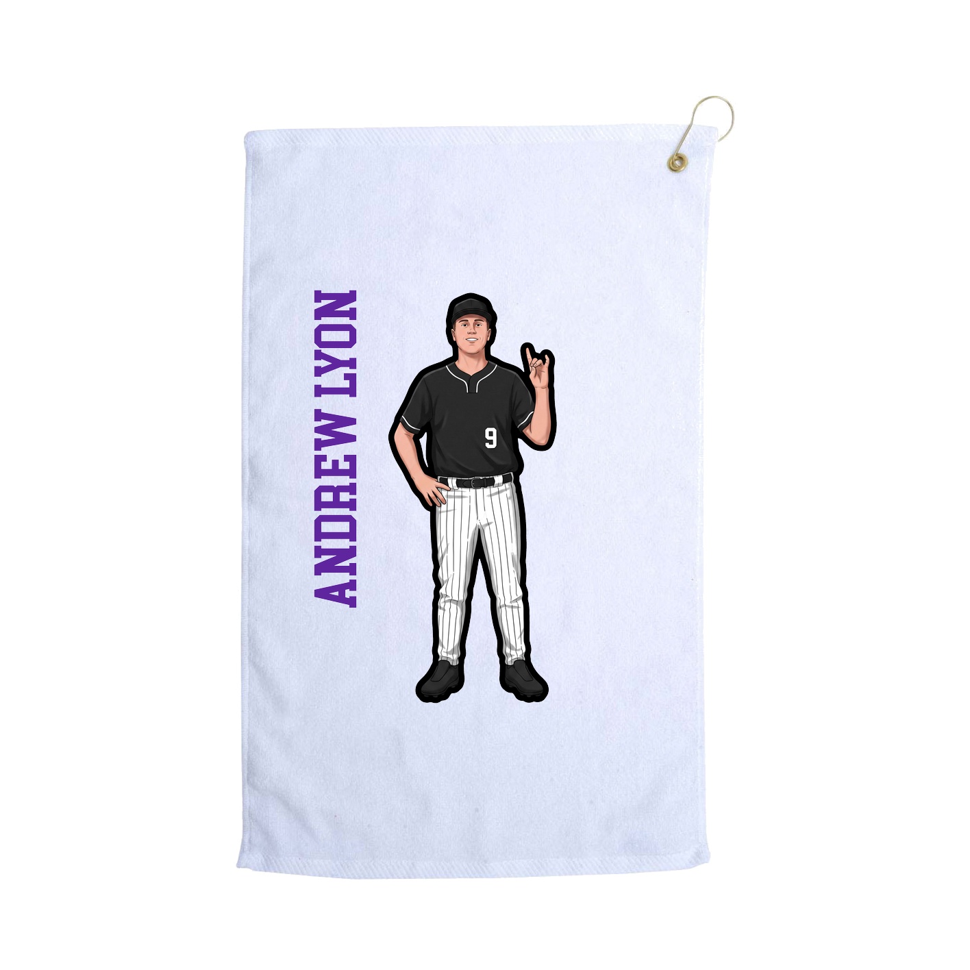 Golf Towel — Name Vertical in White
