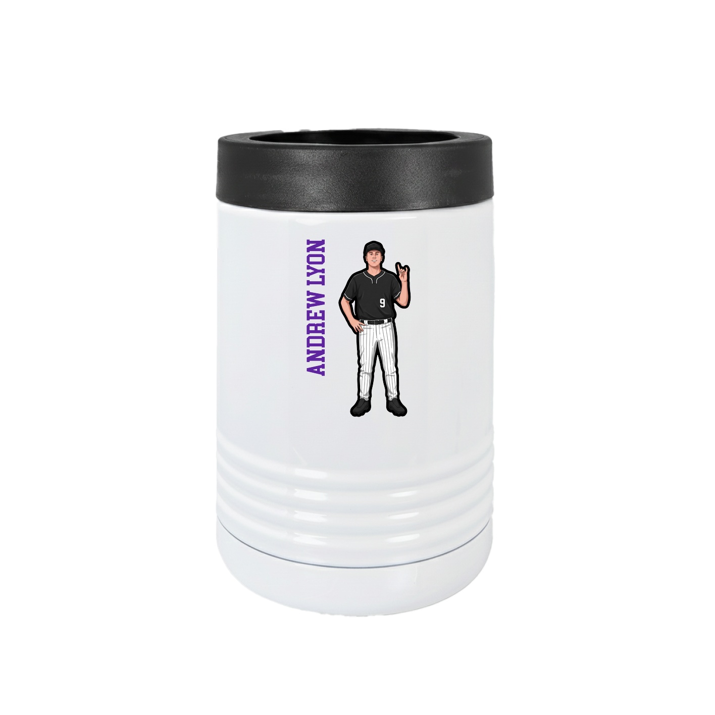 Beverage Holder — Name Vertical in White