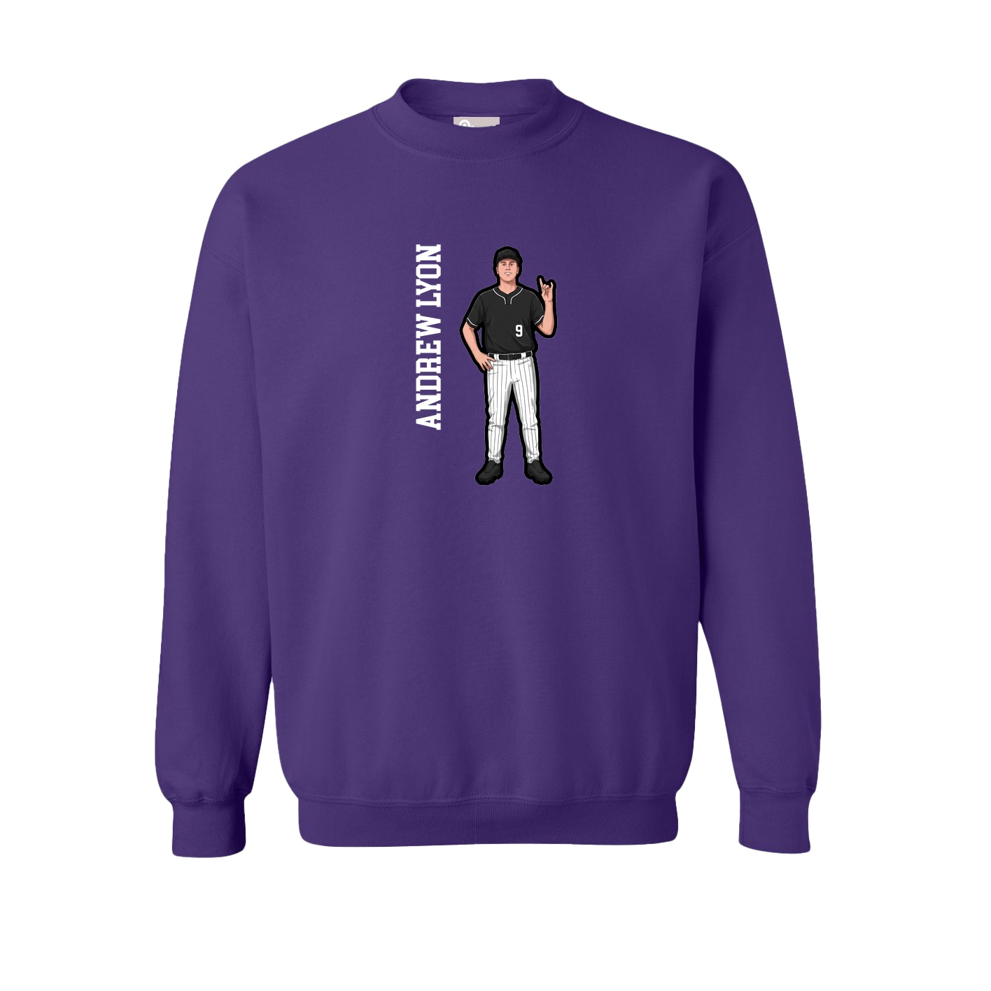 Fleece Crew — Name Vertical in Purple