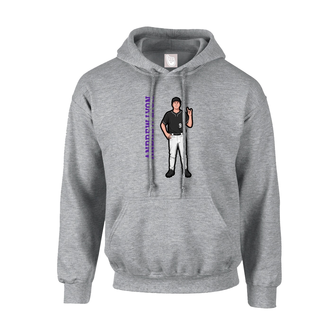 Youth Hoodie — Name Vertical in Grey
