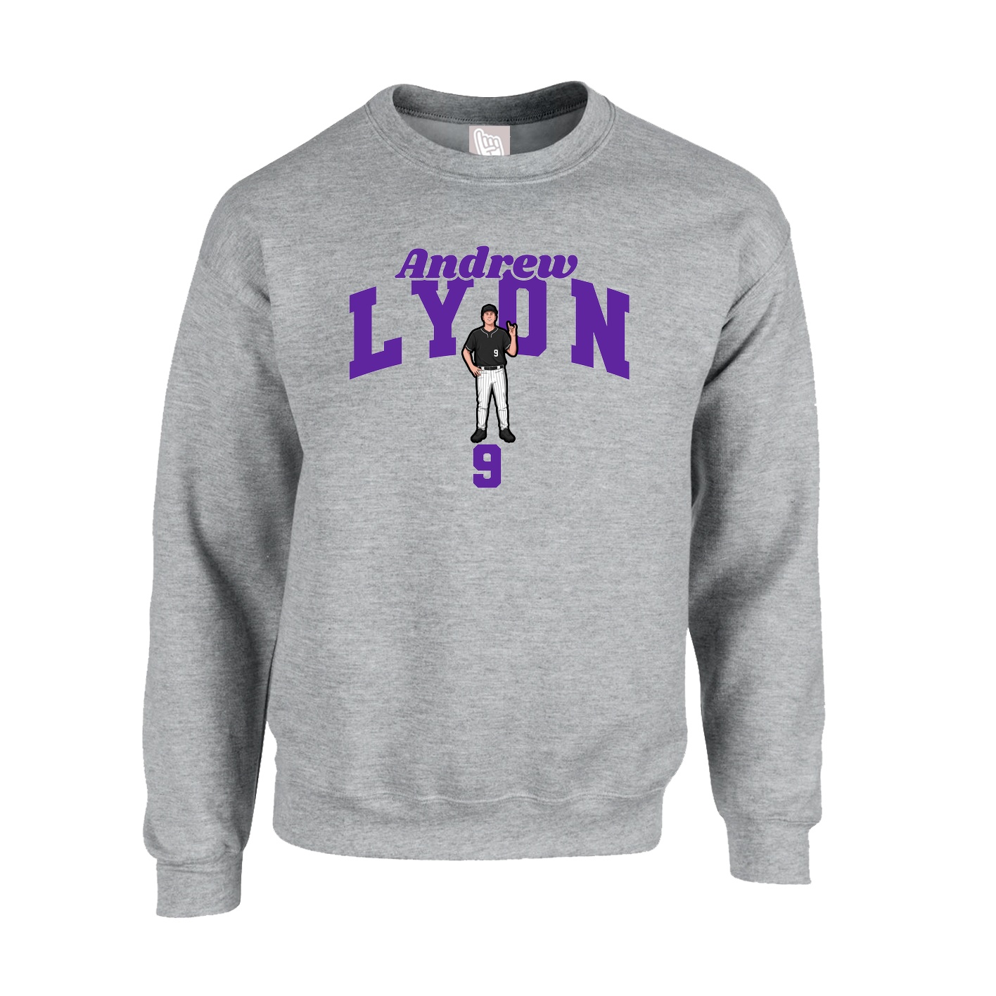 Fleece Crew — Signature Arch in Grey