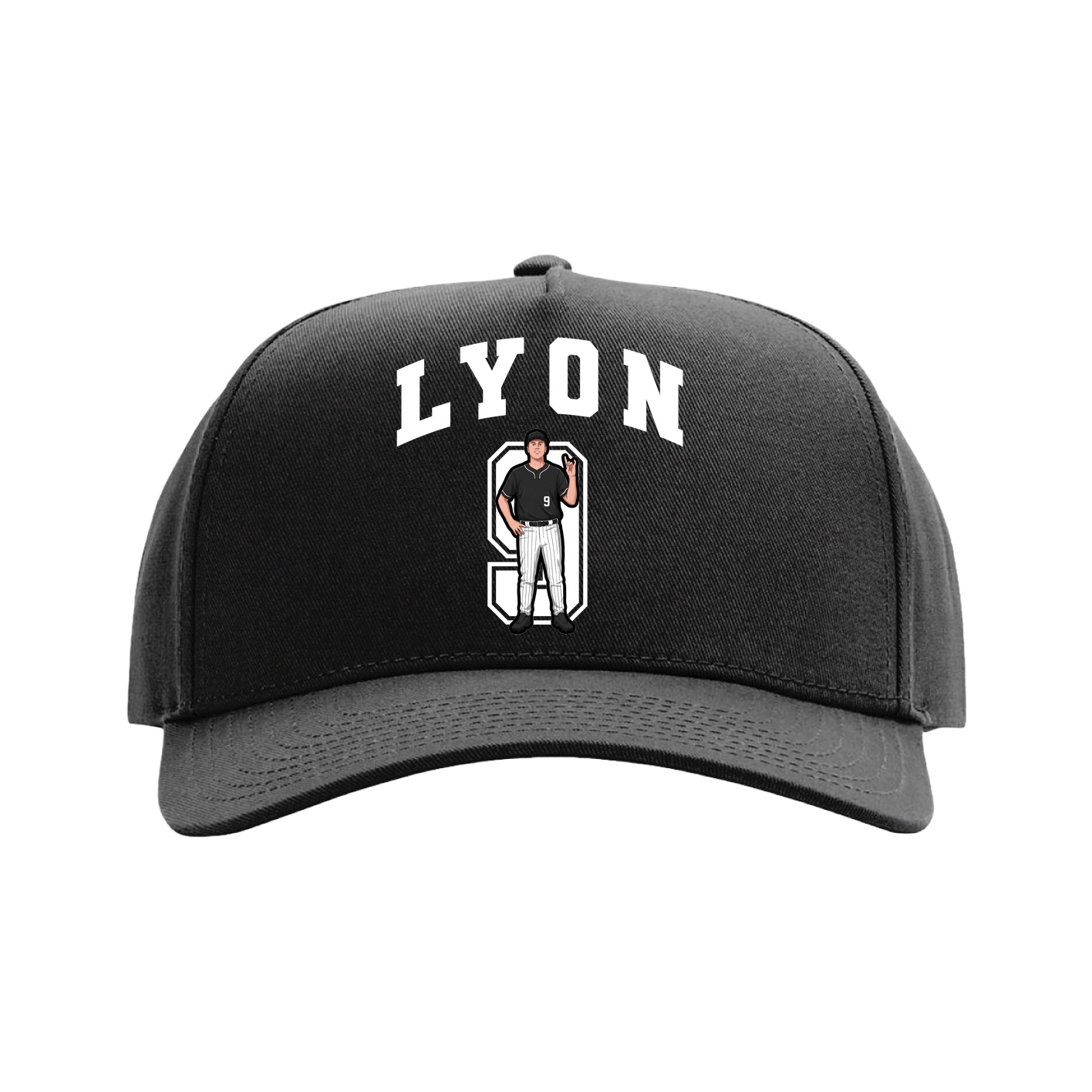 Full Fabric Five-Panel Champ Cap — Number in Black