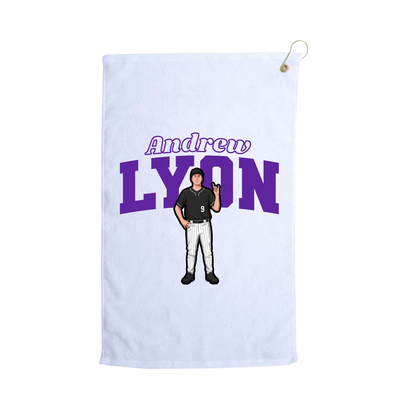 Golf Towel — Name Arch in White