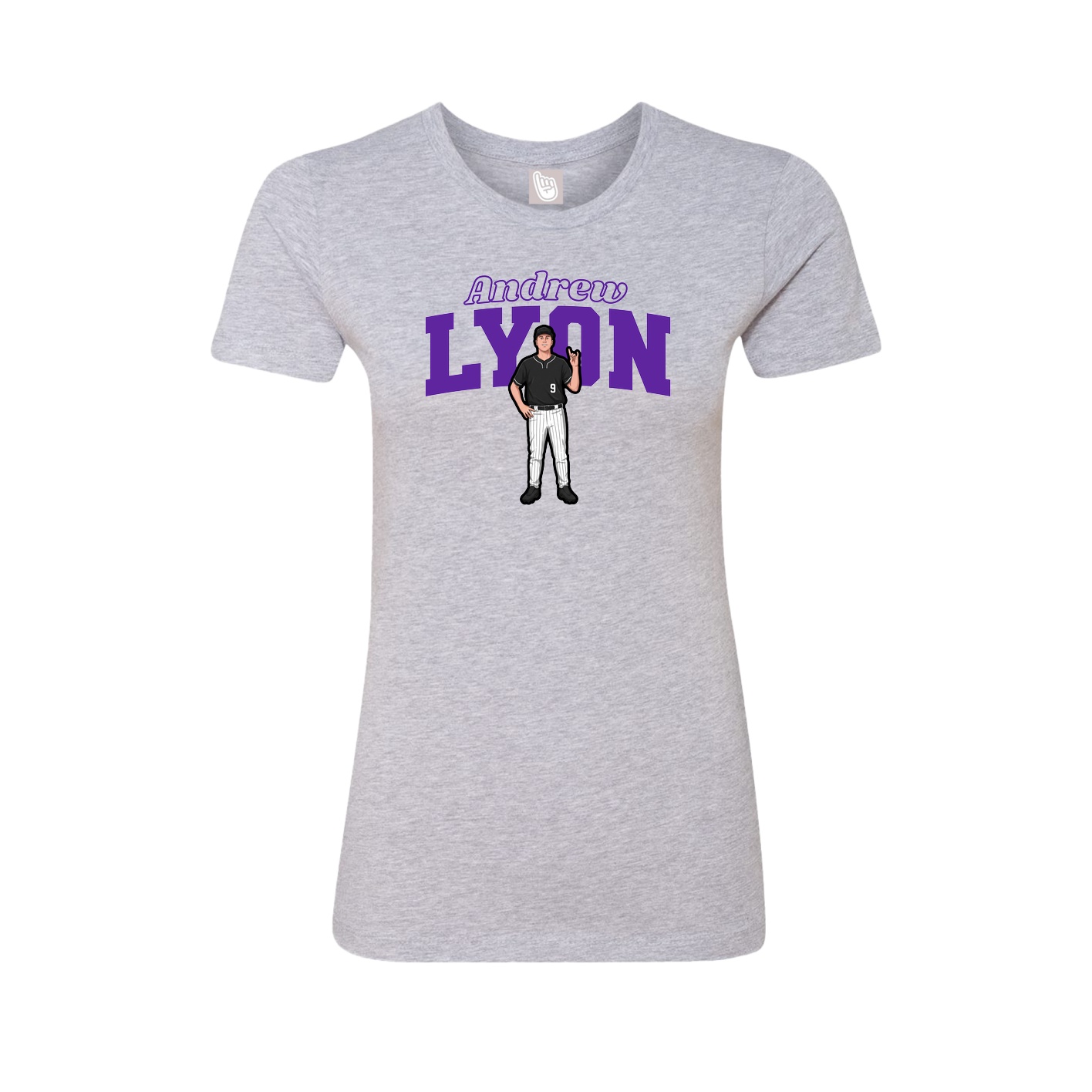 Fitted Women's Tee — Name Arch in Grey