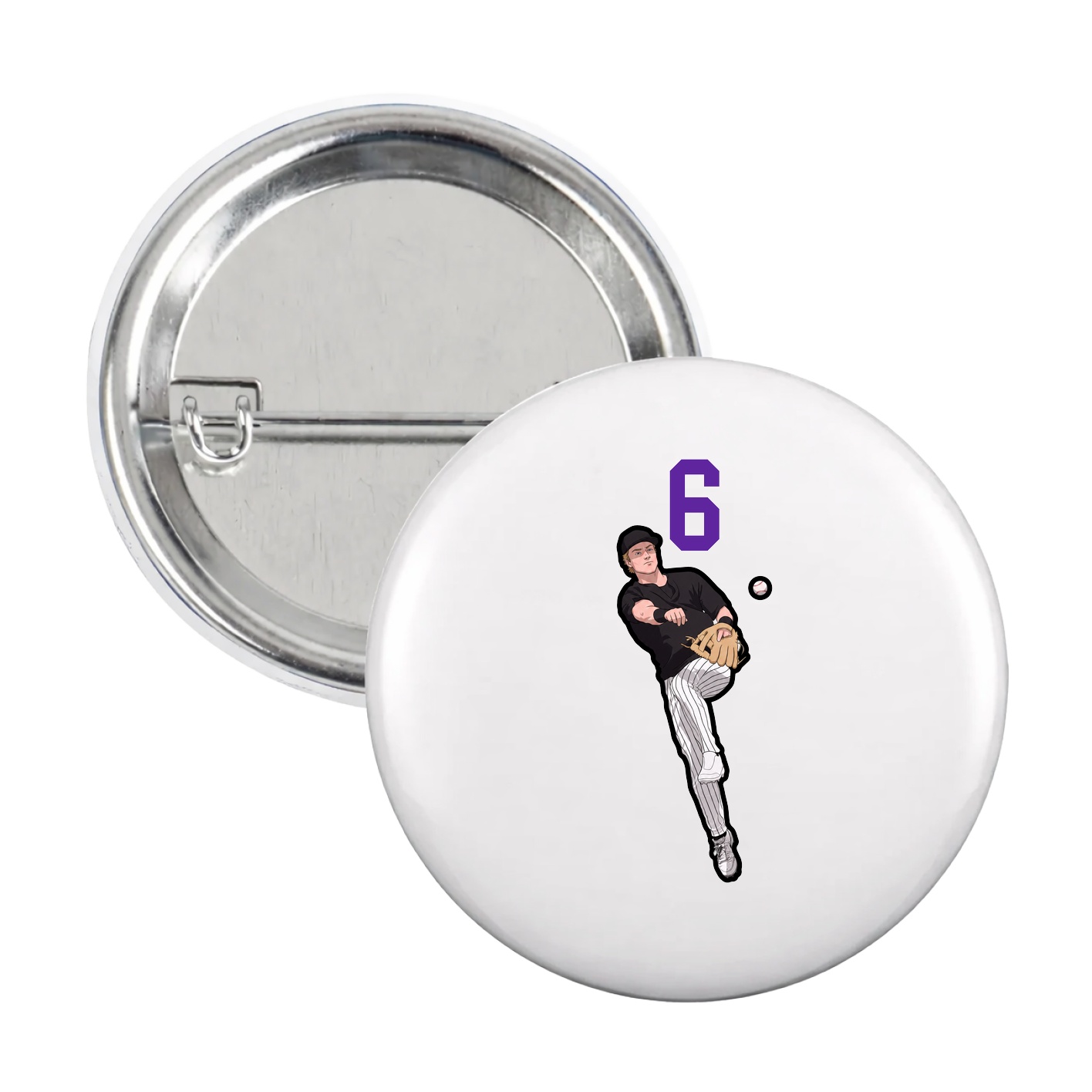Game Day Button — Number Top in White