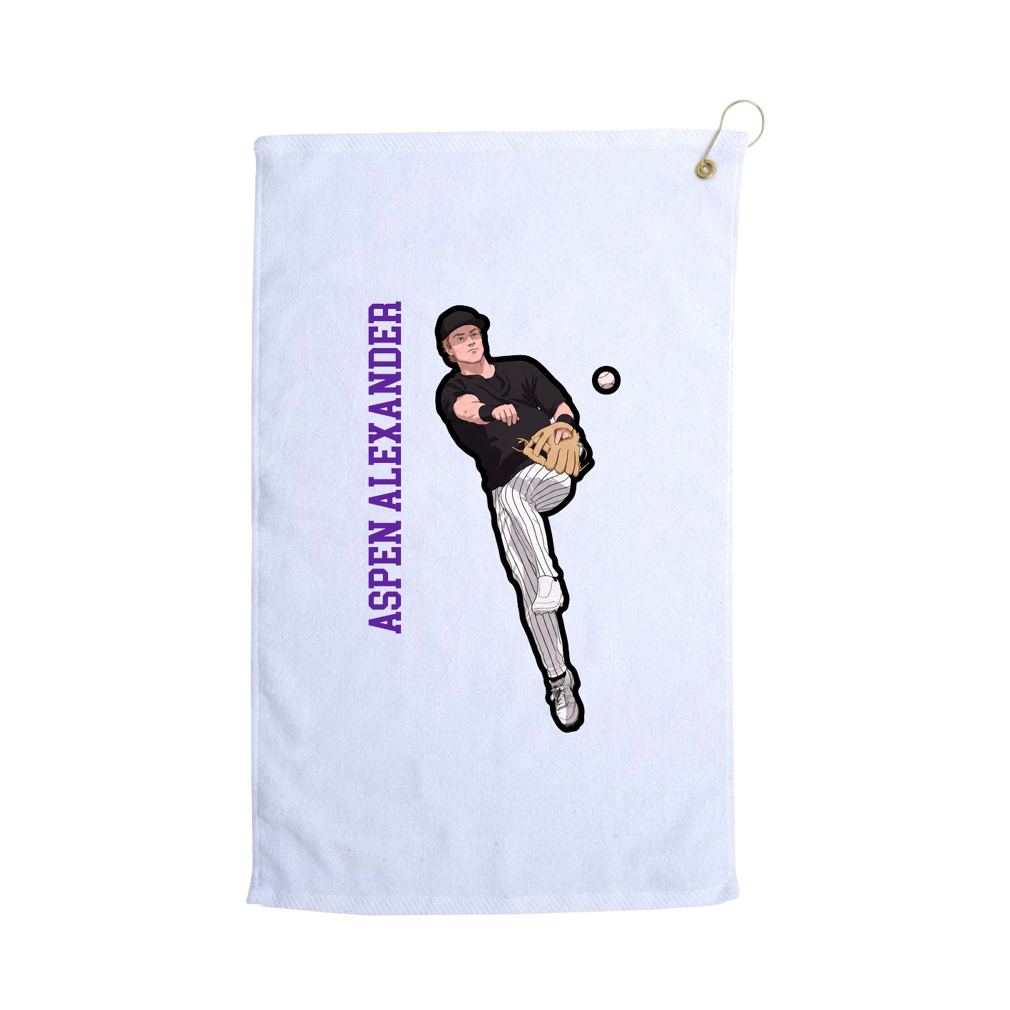Golf Towel — Name Vertical in White