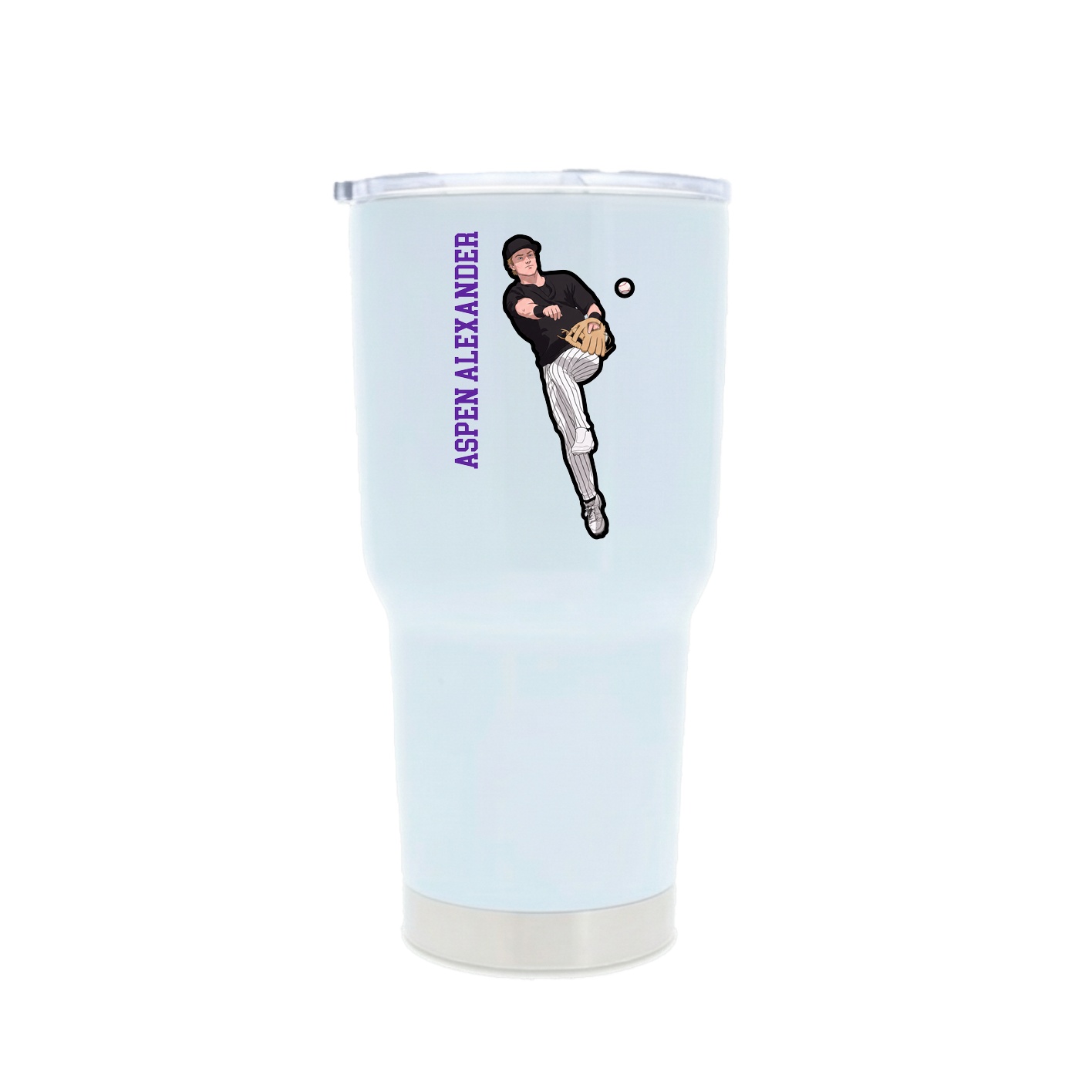 30oz Stainless Steel Tumbler — Name Vertical in White