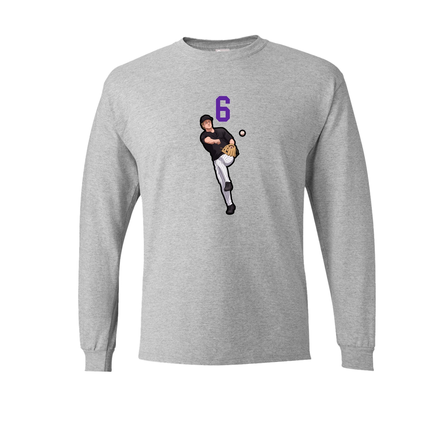 Long Sleeve Tee — Number Top in Grey