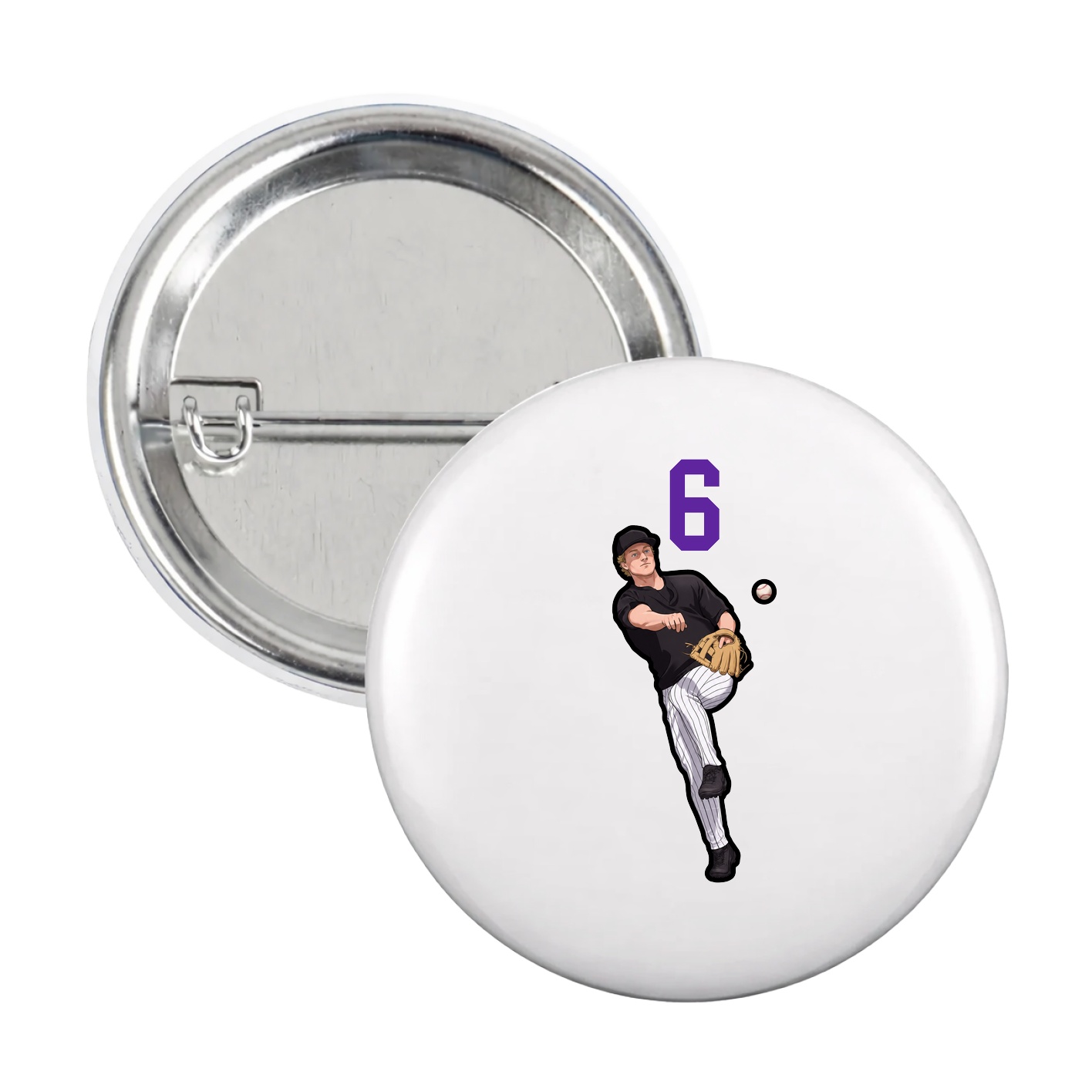 Game Day Button — Number Top in White