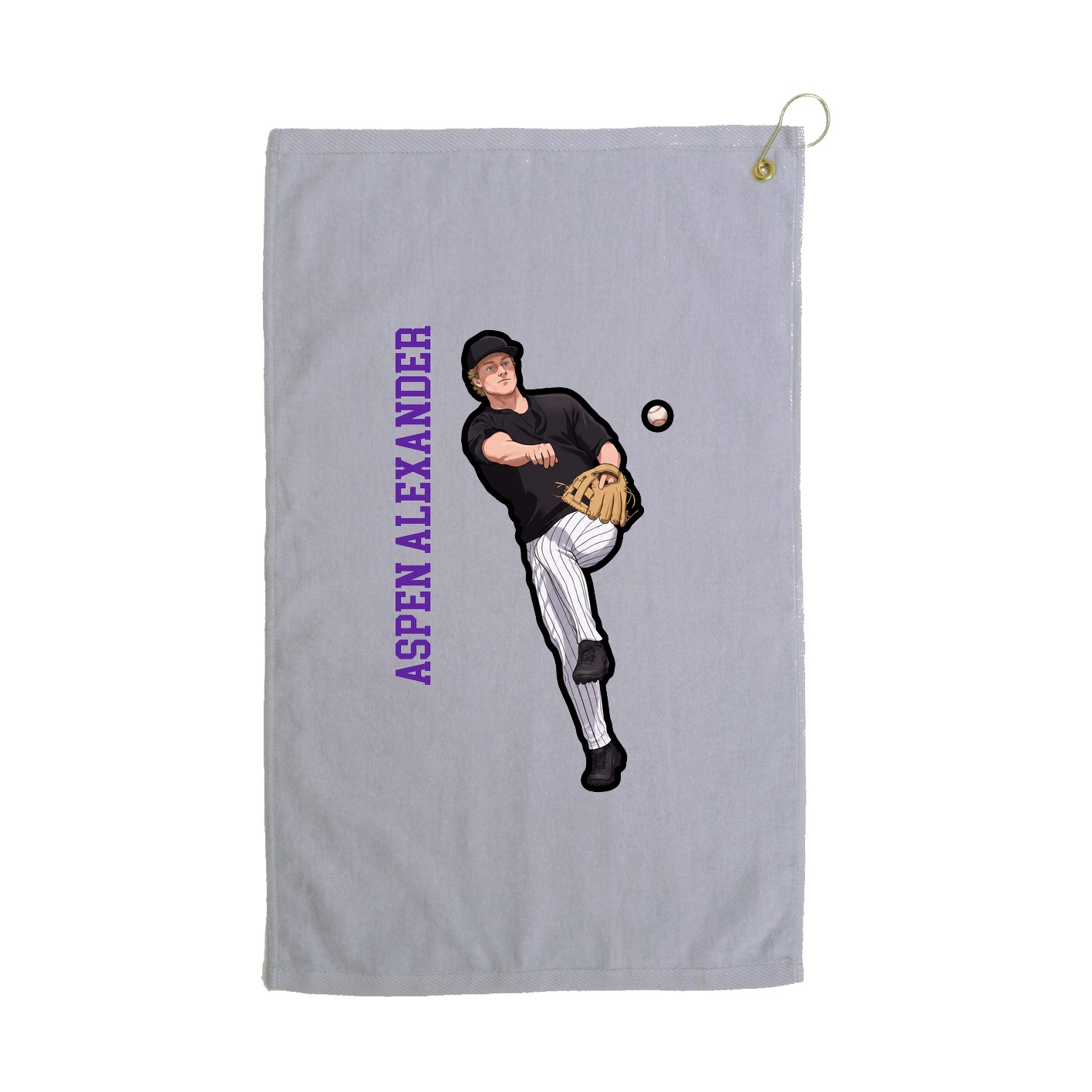 Golf Towel — Name Vertical in Grey
