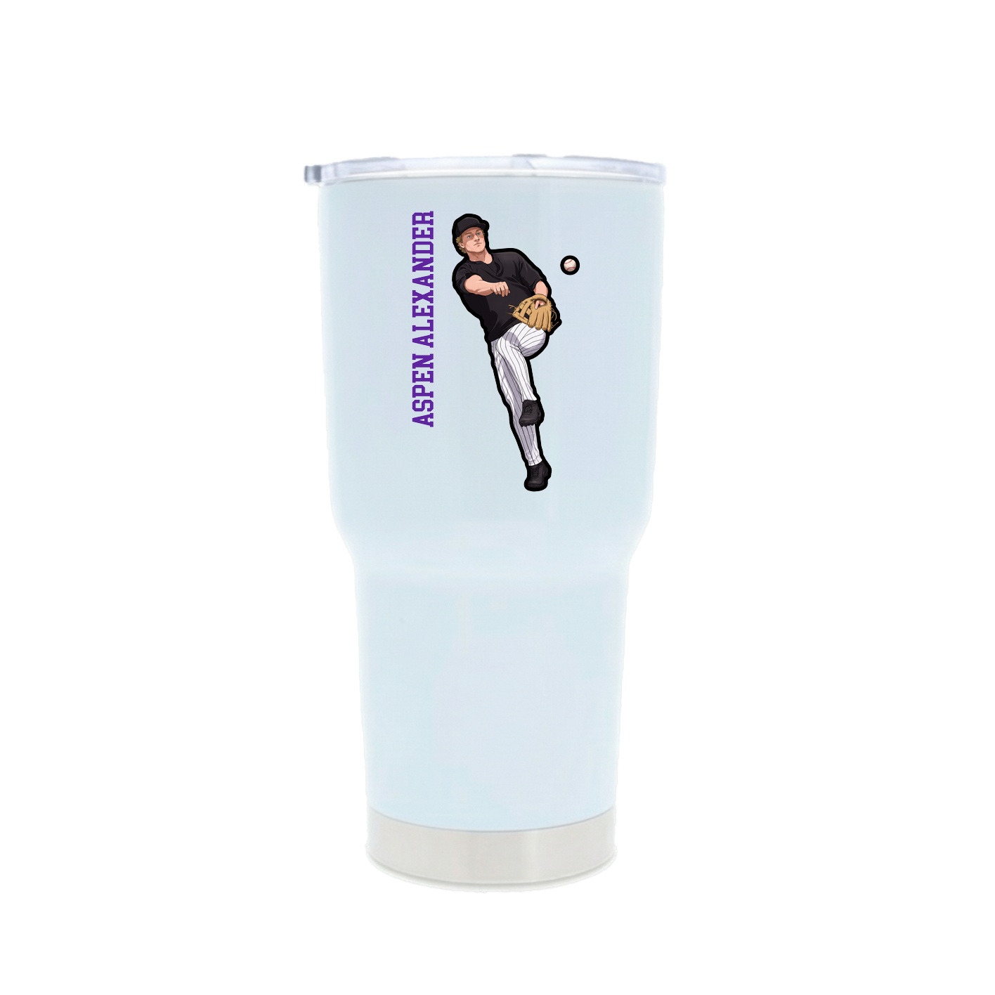 30oz Stainless Steel Tumbler — Name Vertical in White