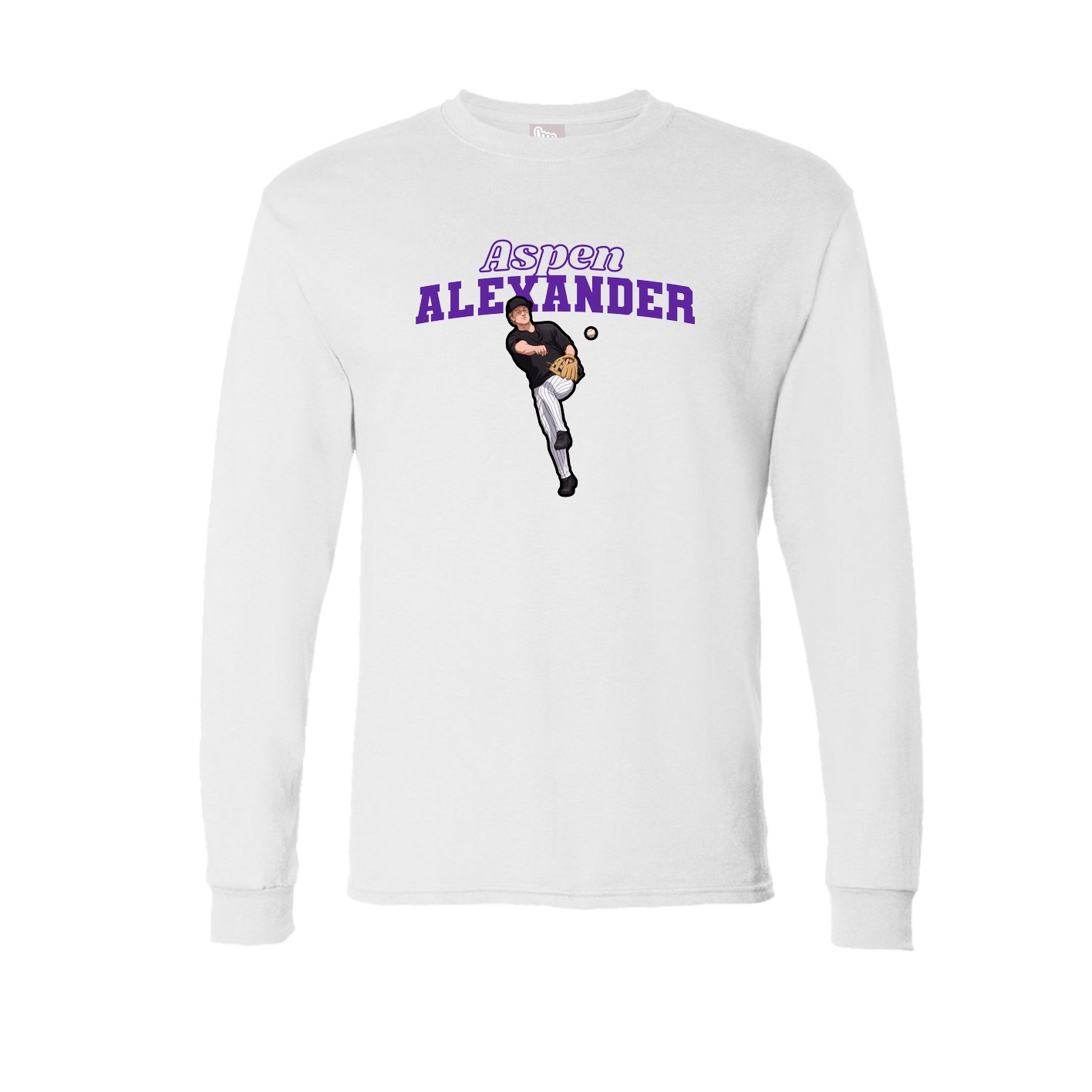 Long Sleeve Tee — Name Arch in White