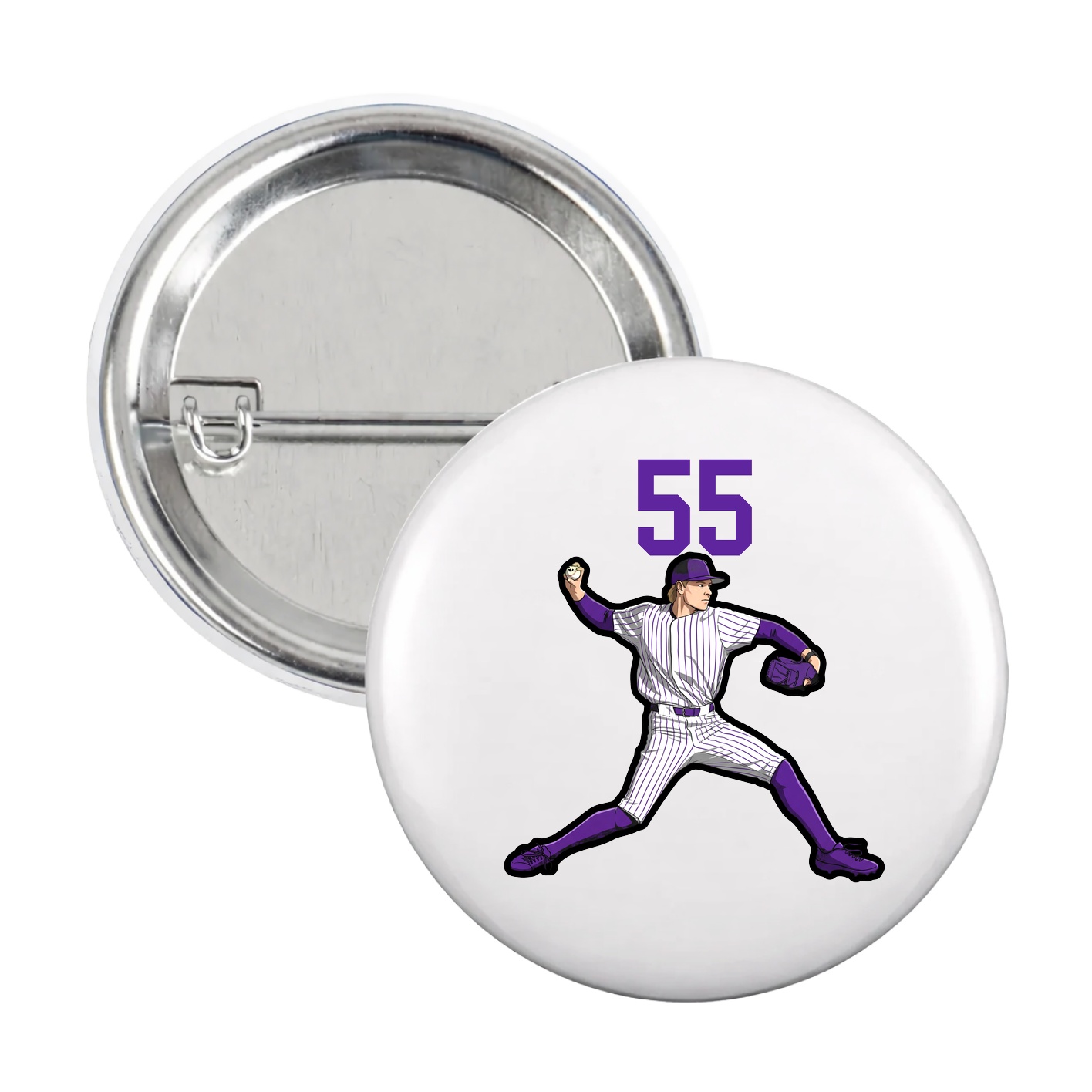 Game Day Button — Number Top in White