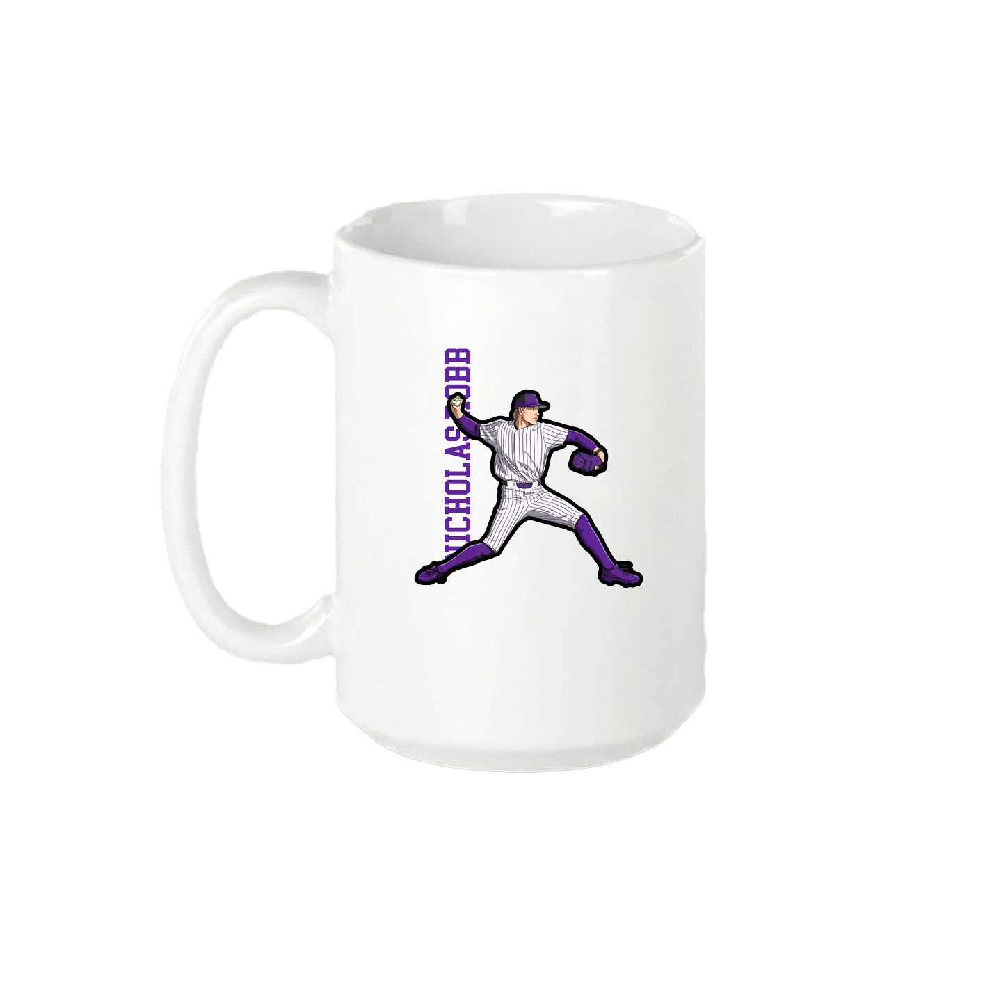 15oz Coffee Mug — Name Vertical in White