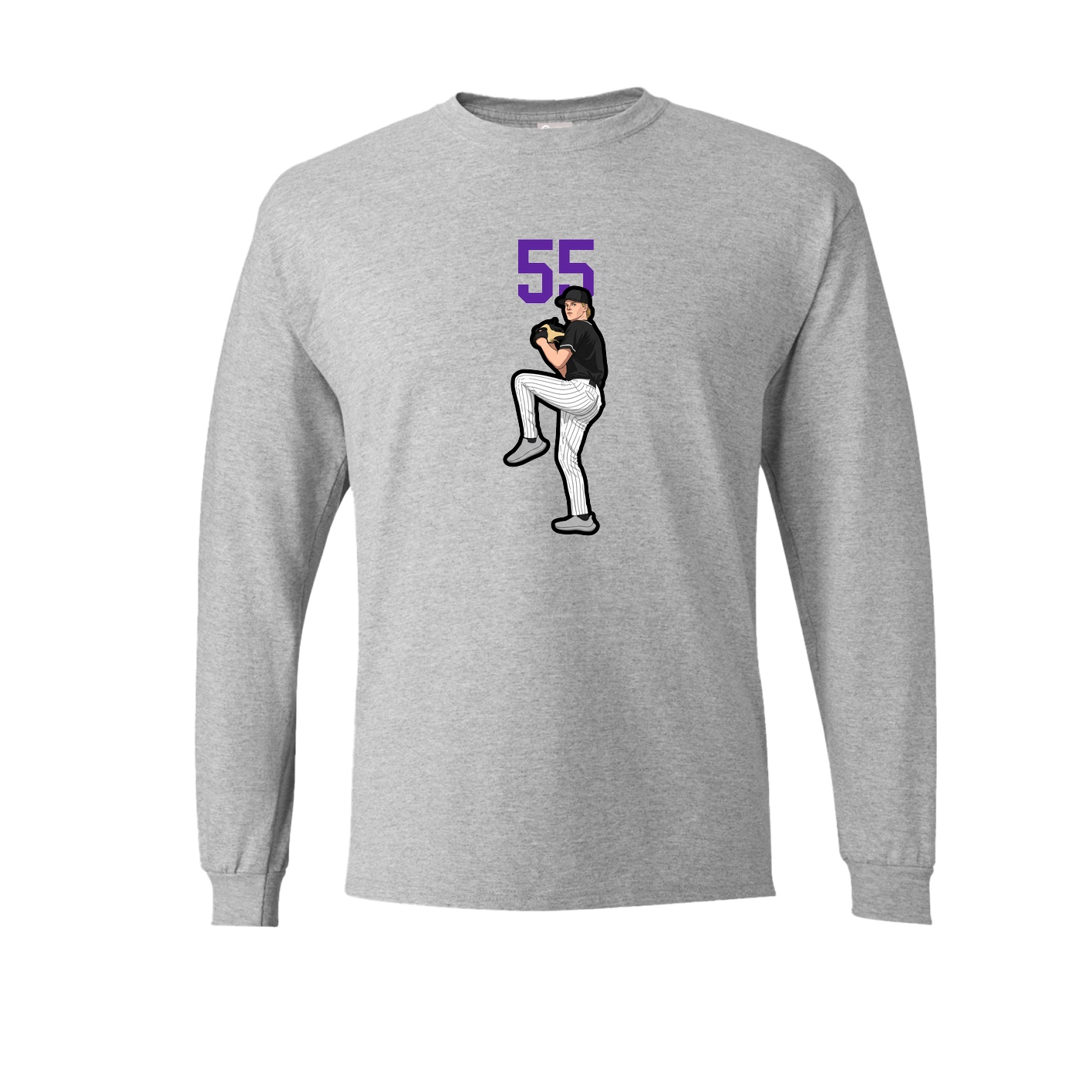 Long Sleeve Tee — Number Top in Grey